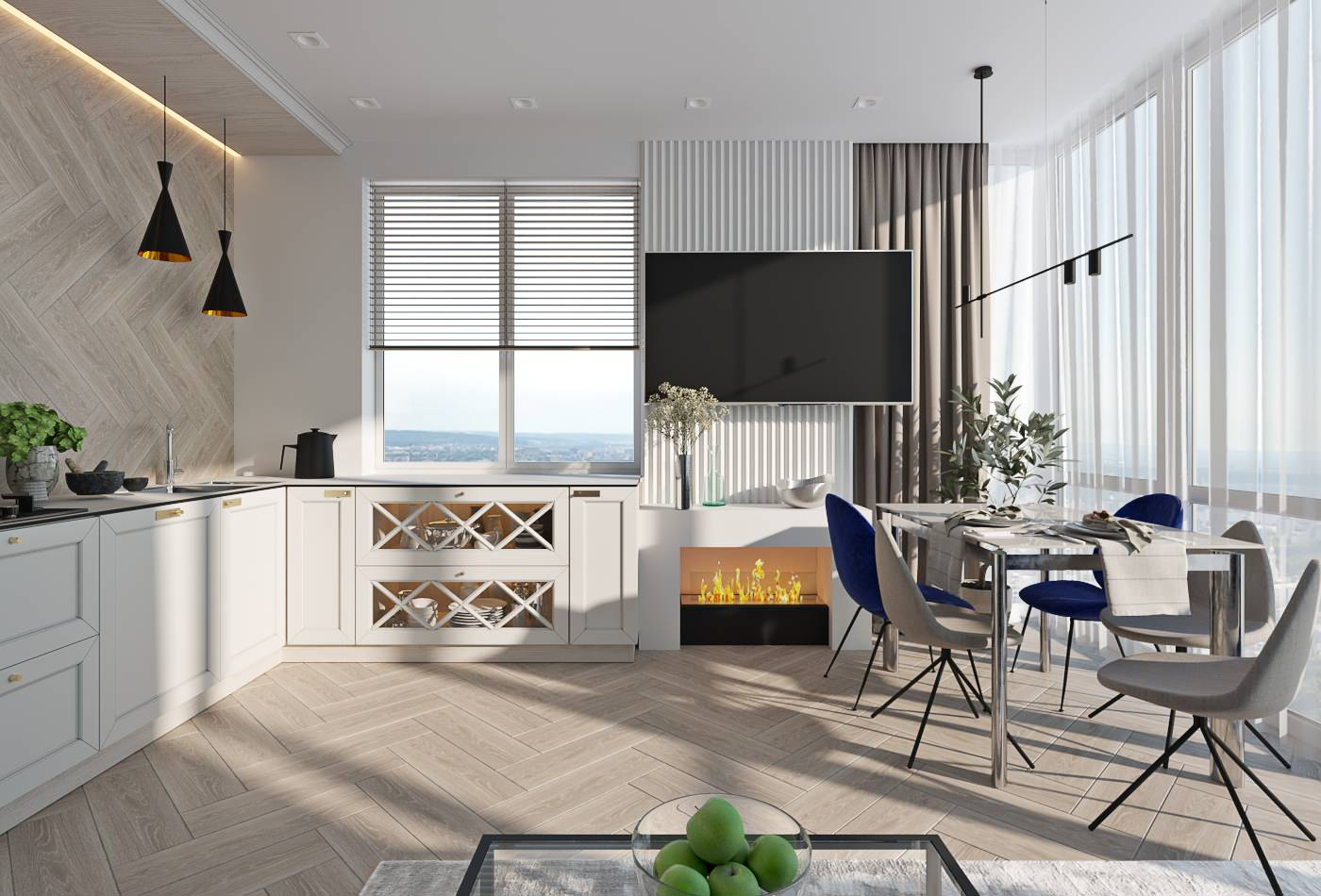 Open kitchen - living room interior design