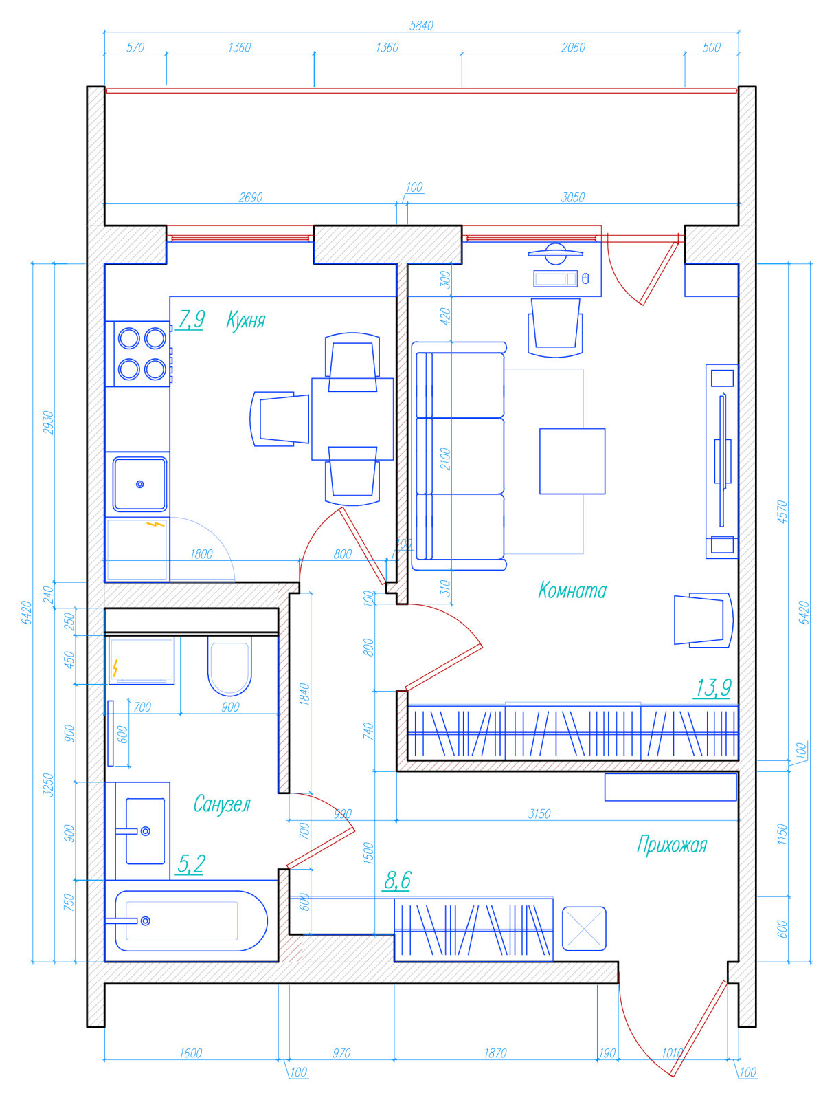 Поиск планировки: 4 сценария жизни для новостройки 37 кв.м