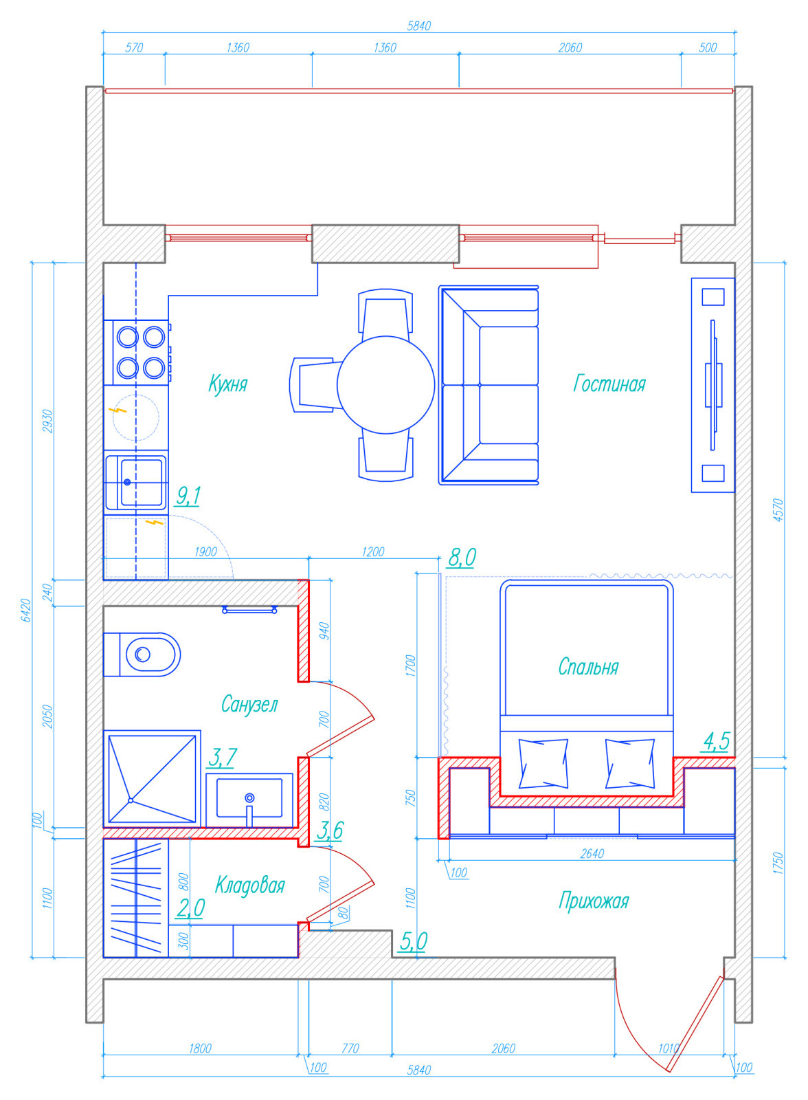 Поиск планировки: 4 сценария жизни для новостройки 37 кв.м