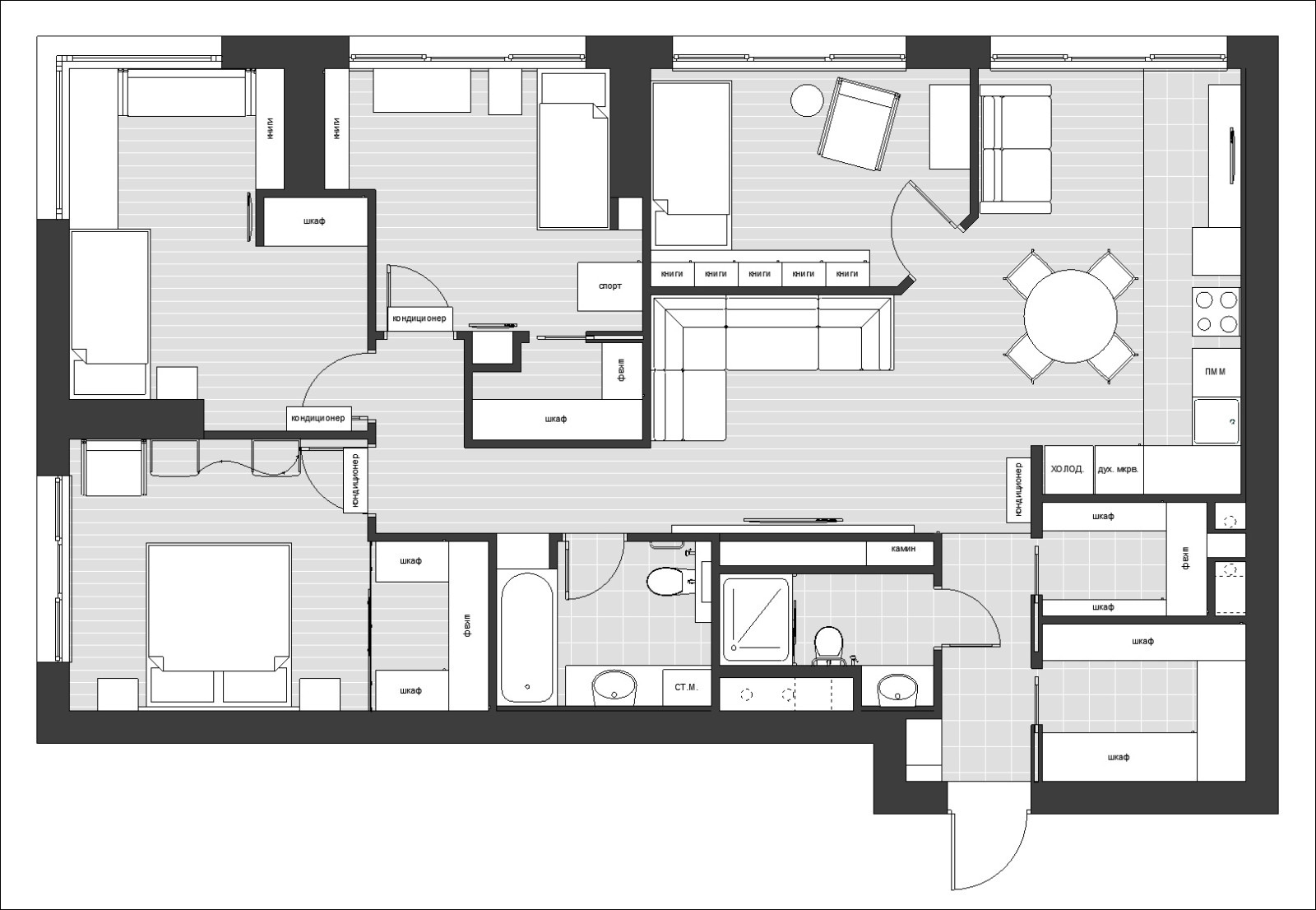 Обложка проекта: ЖК Триколор. 3-к квартира. 115 м².