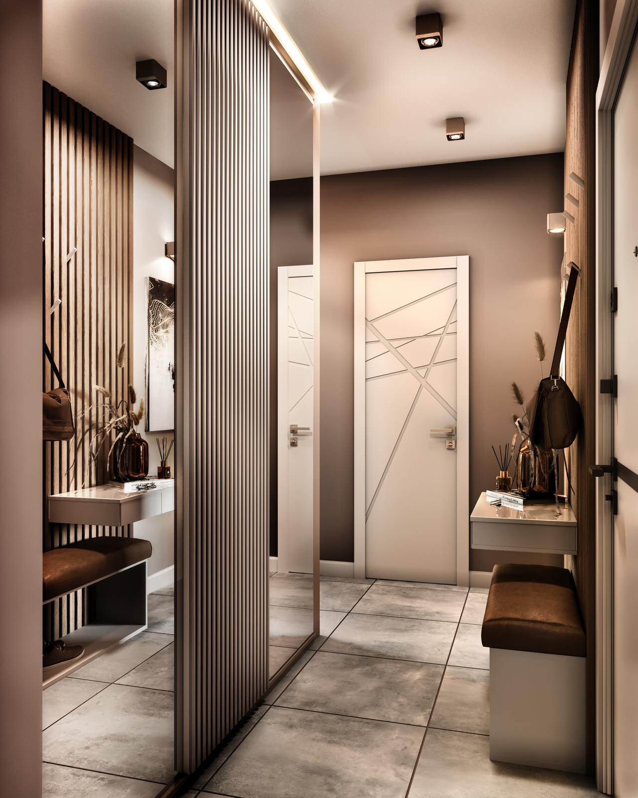 Gray color in the interior of an apartment of 60 m² in St. Petersburg