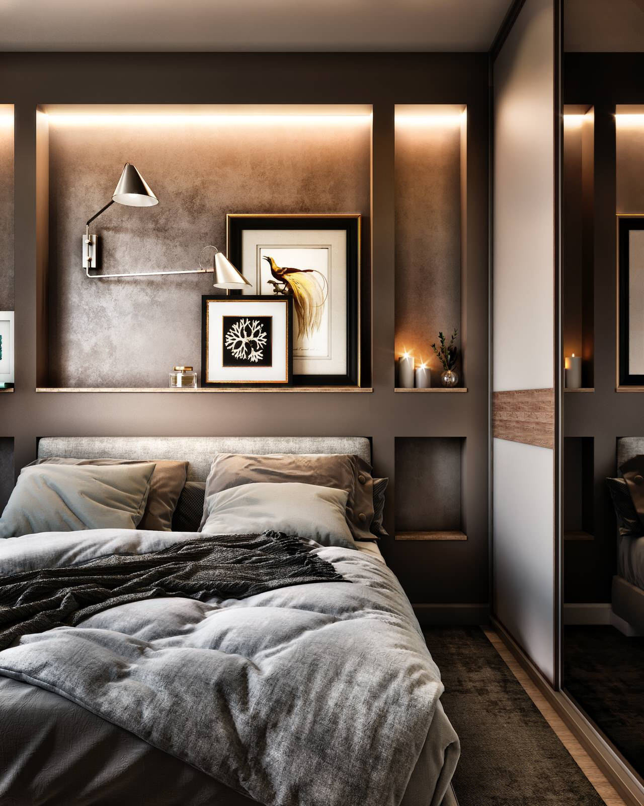 Gray color in the interior of an apartment of 60 m² in St. Petersburg