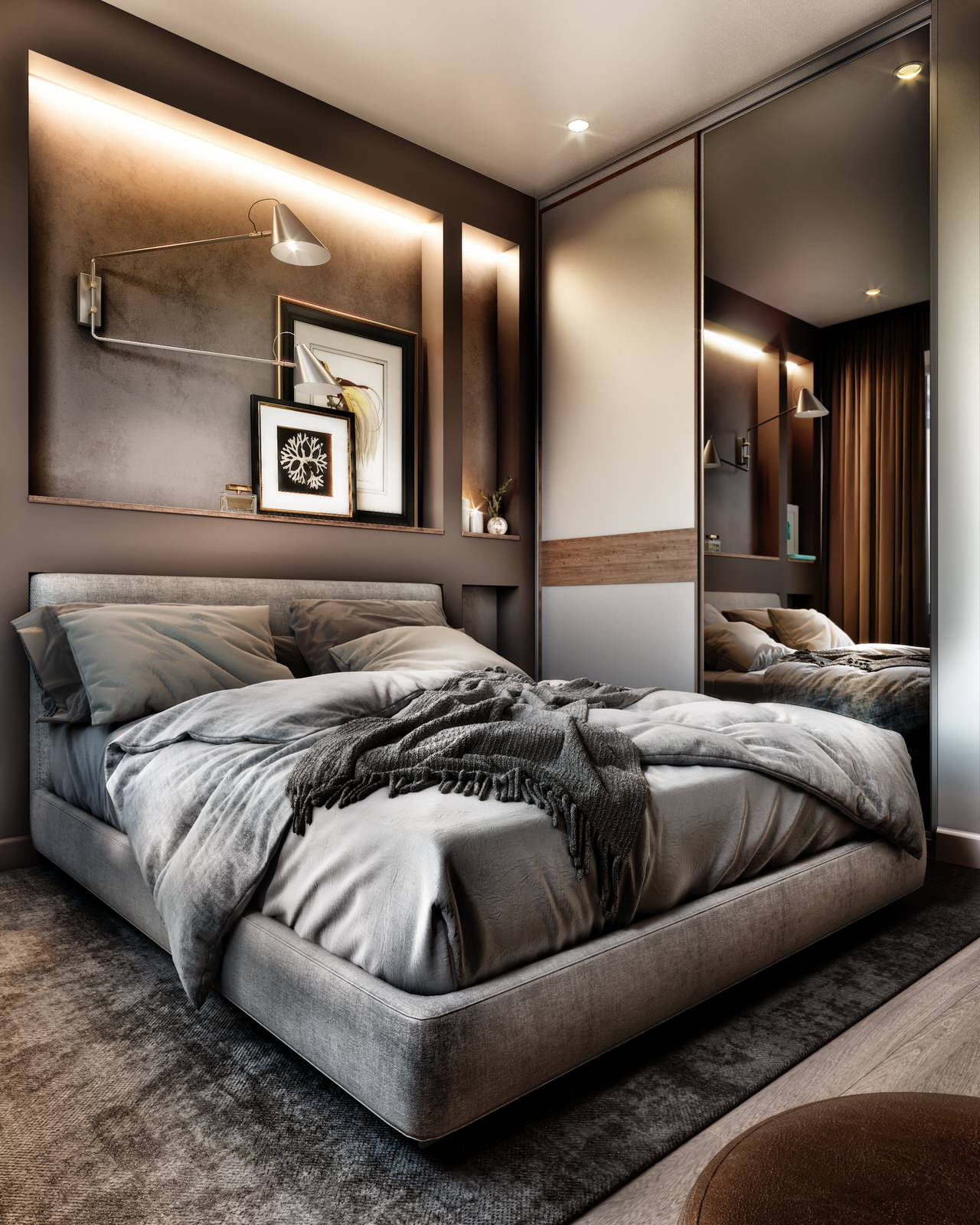 Gray color in the interior of an apartment of 60 m² in St. Petersburg