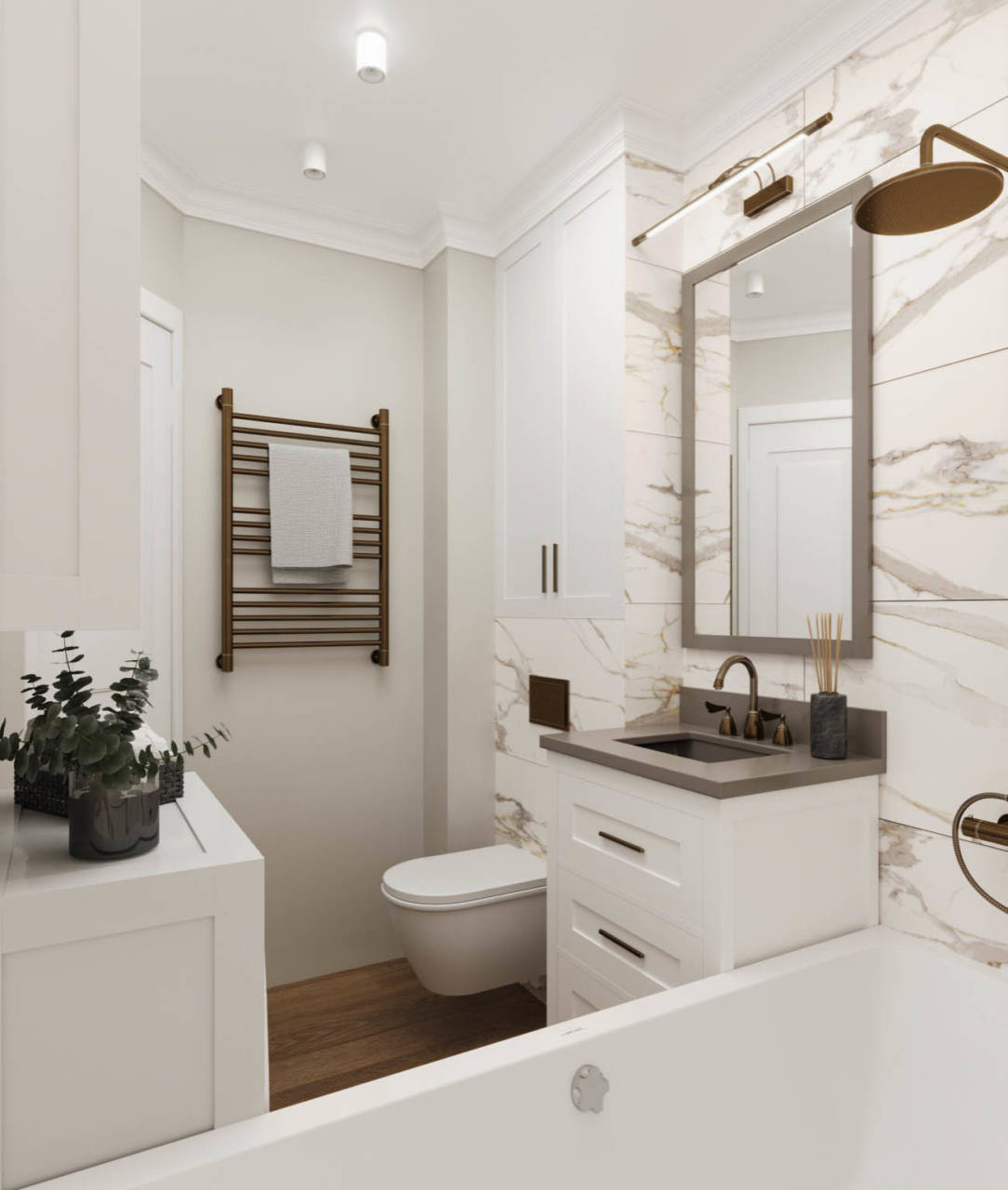 Design apartment in Krasnoyarsk 37 m² in neoclassical style