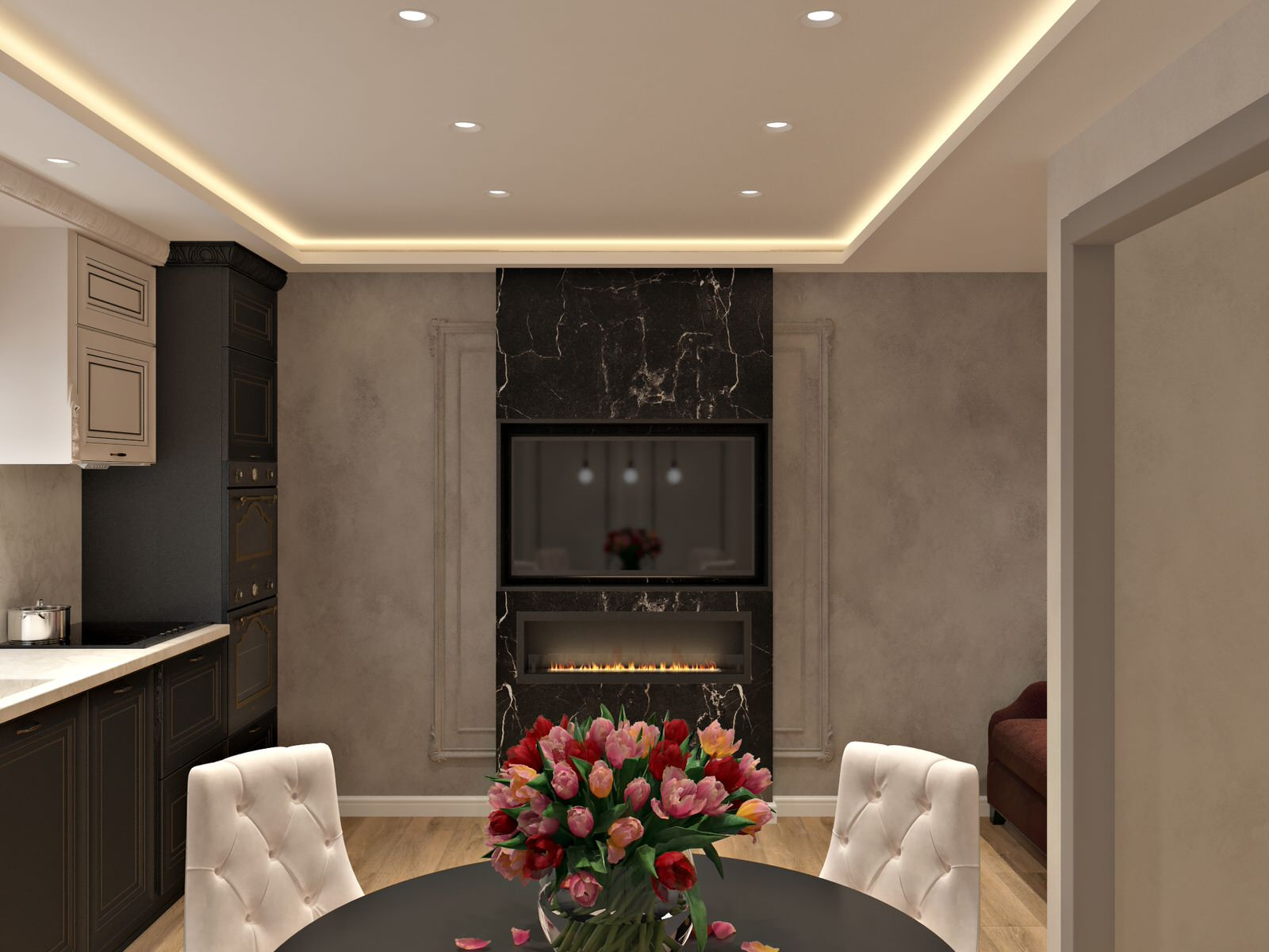 Классика с современными нотками в 2х комнатной квартире.