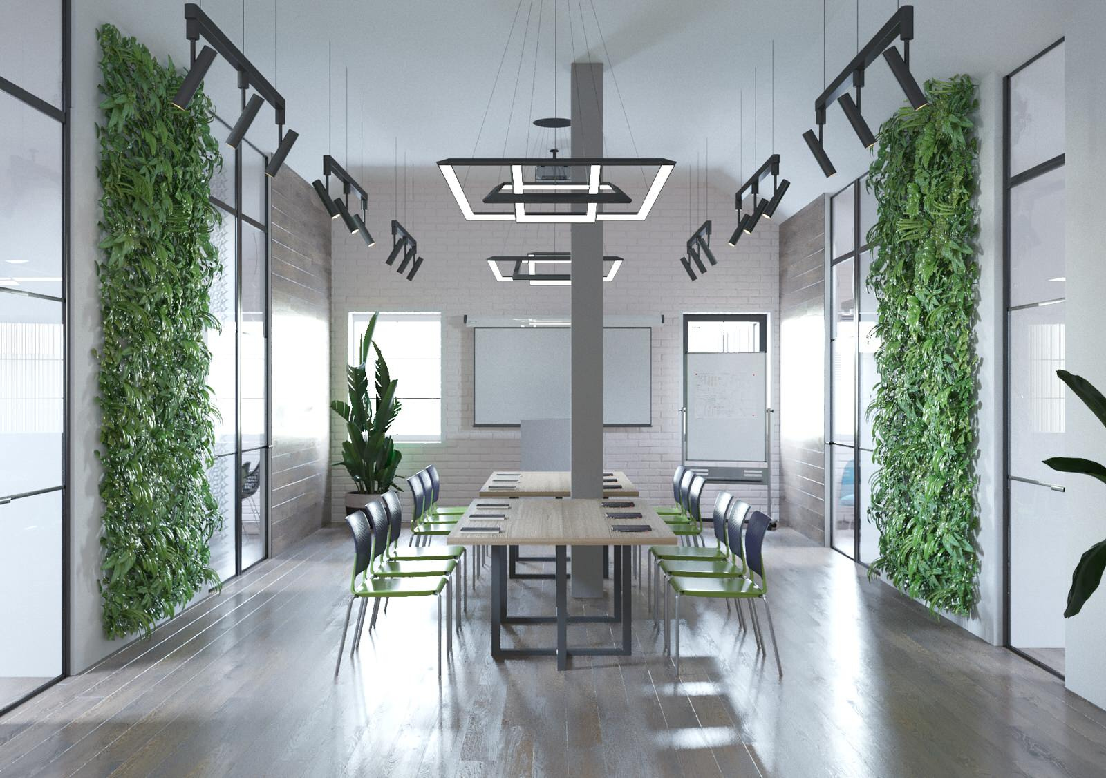 Дизайн офиса с использованием эко-стиля 300м2., проект 2020г.