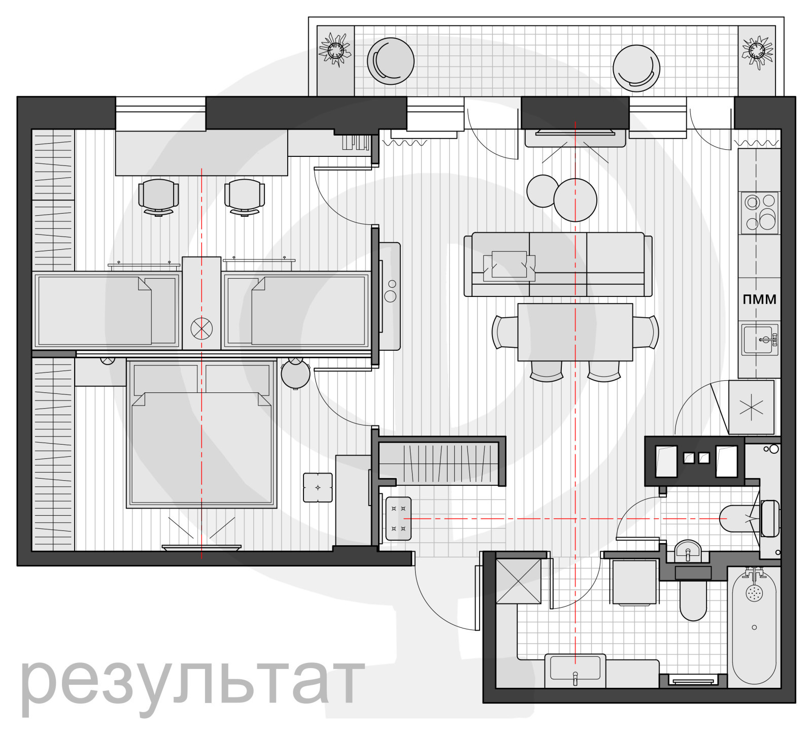 КВАРТИРА 72.3м² Площадь без балкона: 66м²