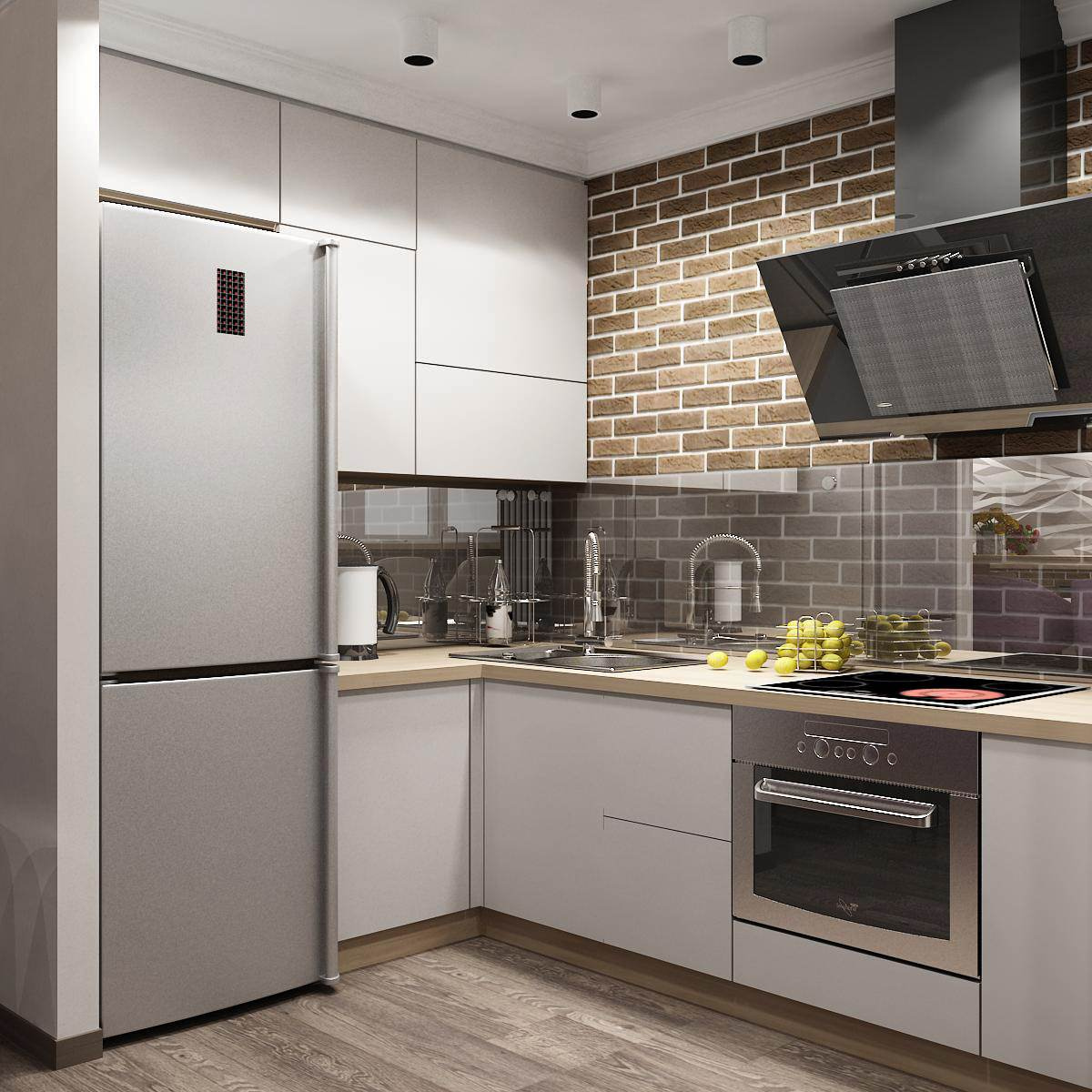 Гостиная, кухня, столовая с элементами LOFT