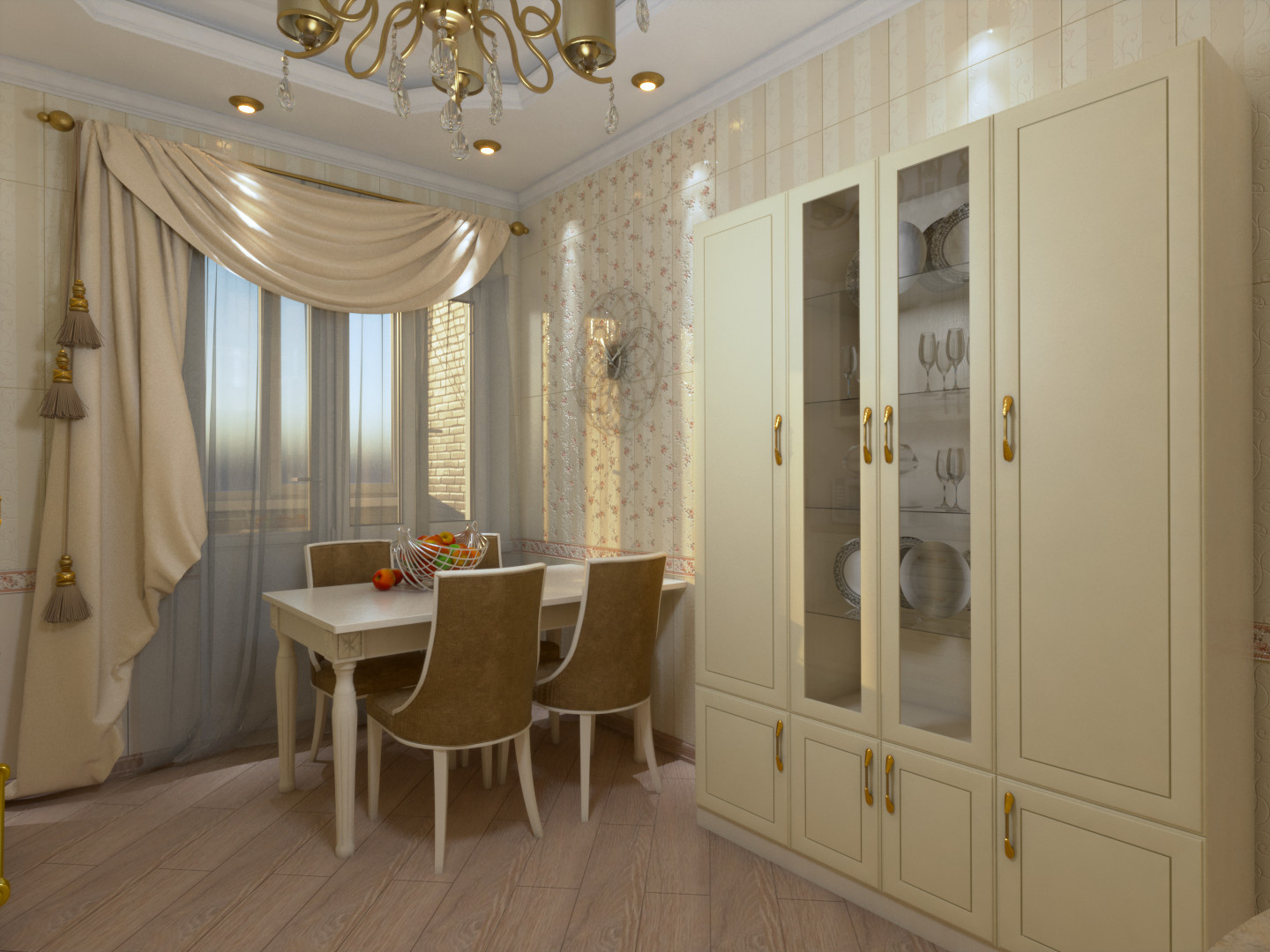 Классическая кухня с золотистыми акцентами