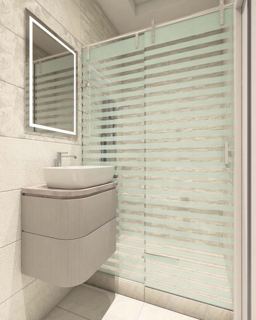 Совмещенный санузел с  керамогранитом от Kerama Marazzi