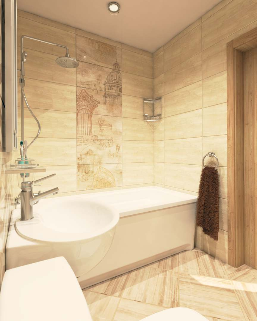 Совмещенный санузел с плиткой Savoy Golden Tile