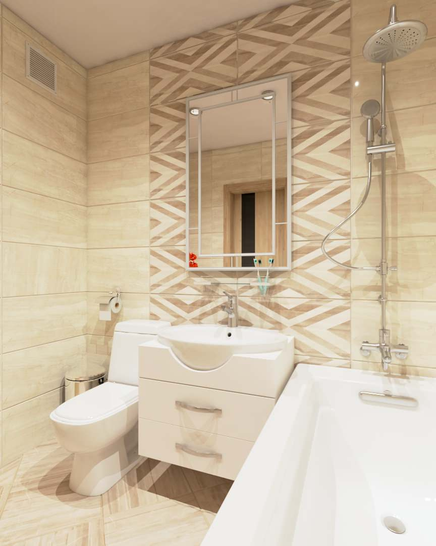 Совмещенный санузел с плиткой Savoy Golden Tile