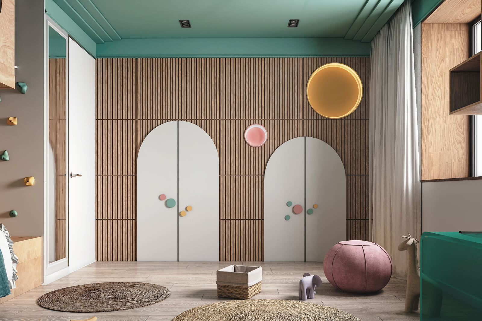 Обложка проекта: 3D visualisation children's room for a 6 year old girl, 18.2 square meter.