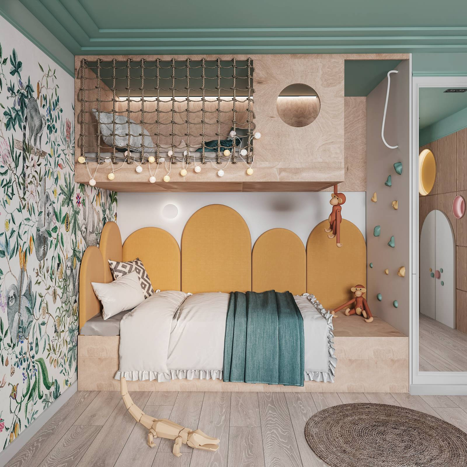 3D visualisation children's room for a 6 year old girl, 18.2 square meter.