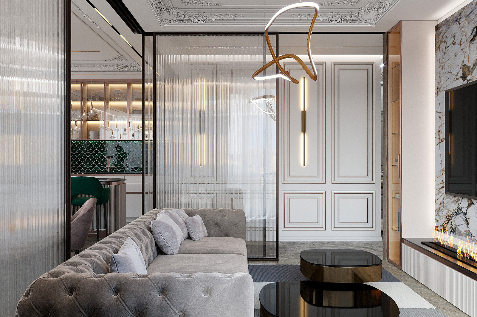 Интерьер квартиры ЖК "КУТУЗОВСКИЙLIFE" 105м2 г. Москва