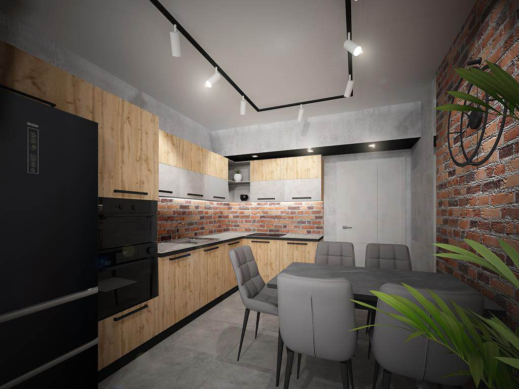 Квартира в стиле Loft Кухня-гостиная