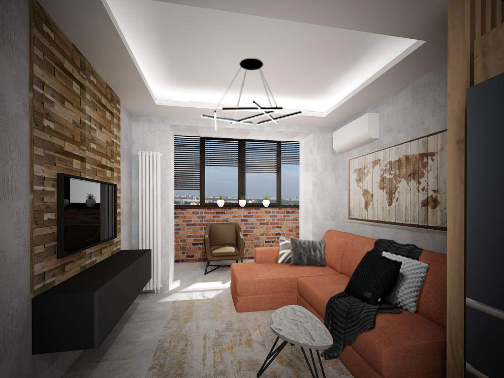 Квартира в стиле Loft Кухня-гостиная