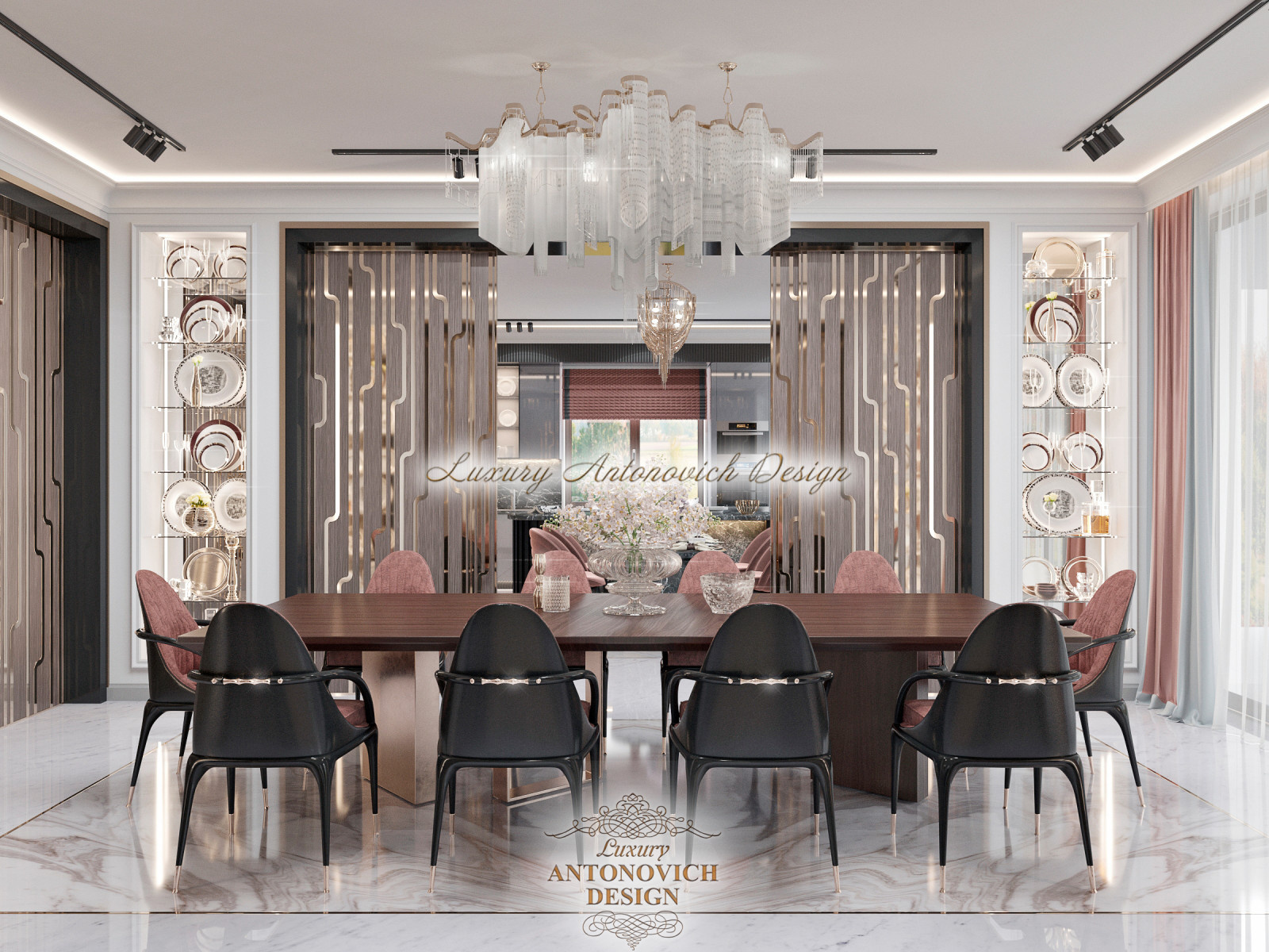Дизайн роскошной кухни-столовой от студии Luxury Antonovich Design