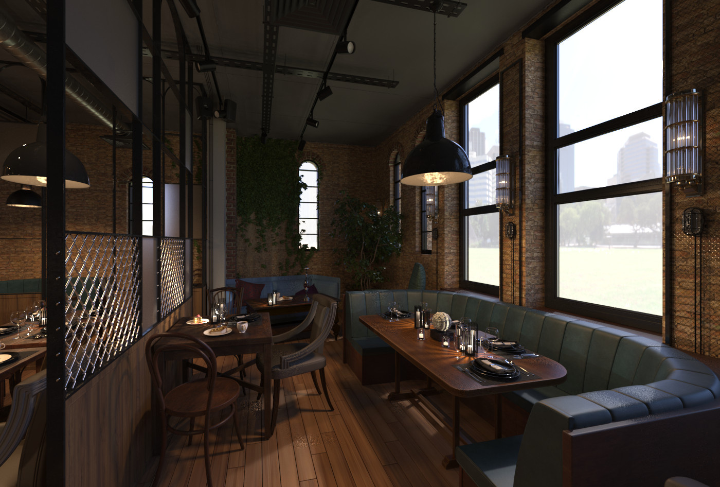 дизайн проект ресторана в стиле loft
