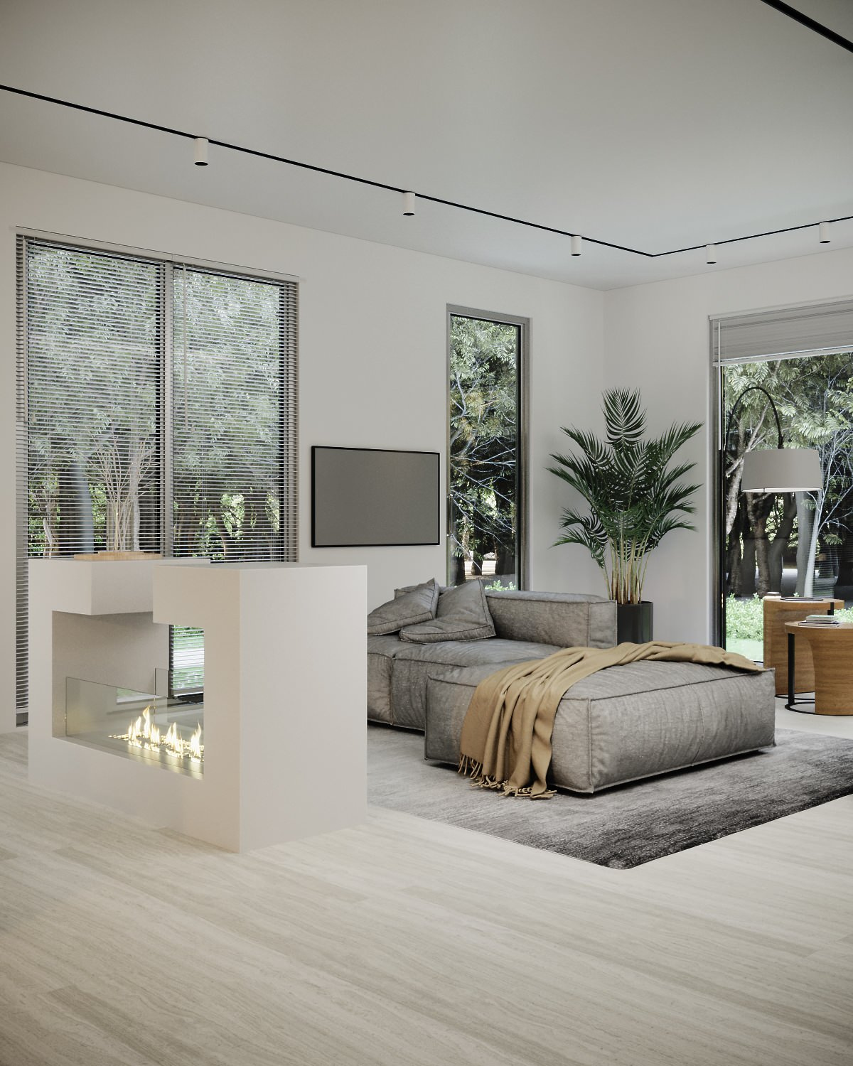 Большая минималистичная гостиная