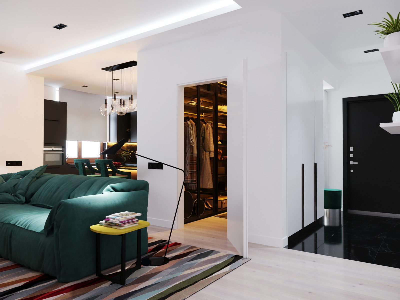 Living room with kitchen area