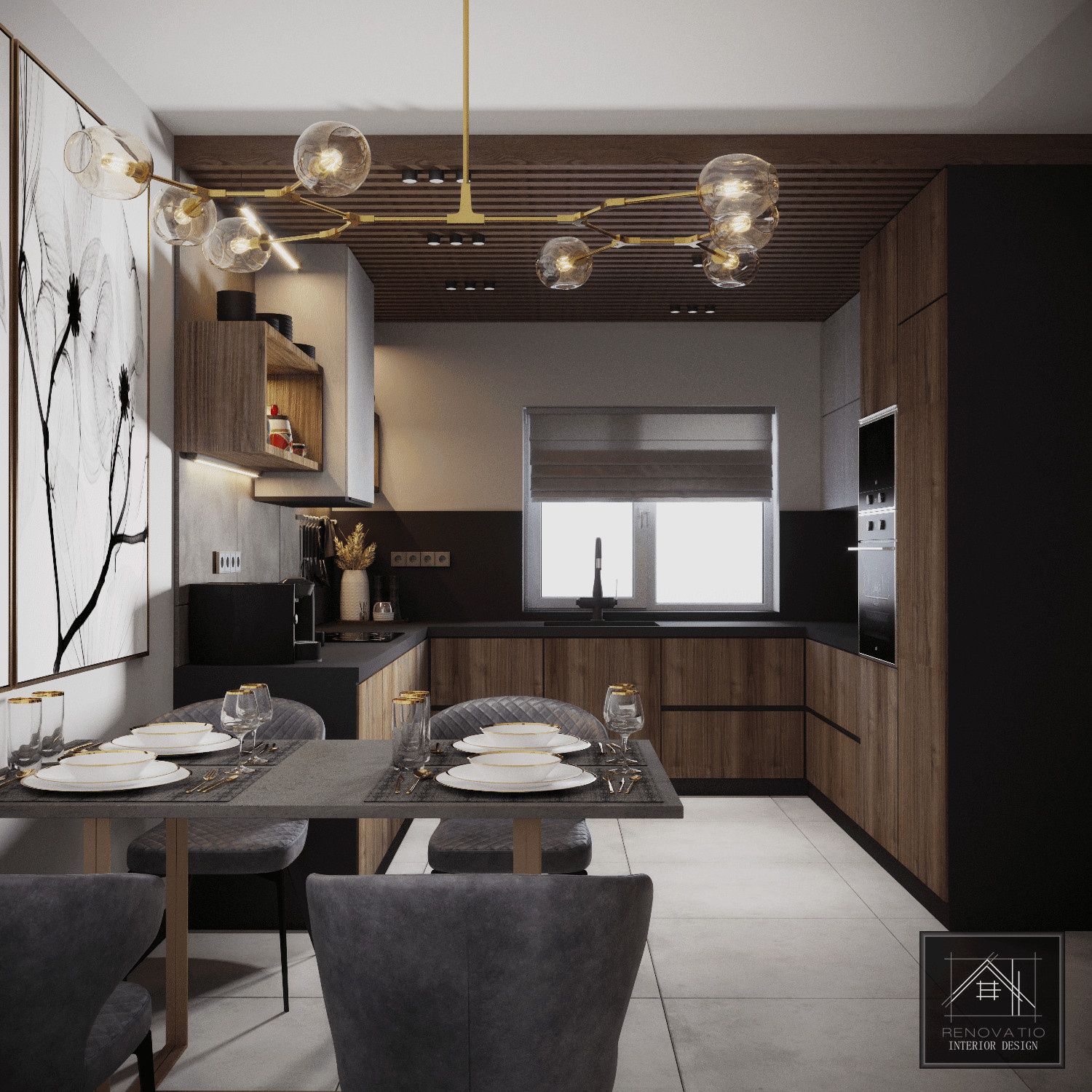 Кухня в современном стиле с элементами LOFT