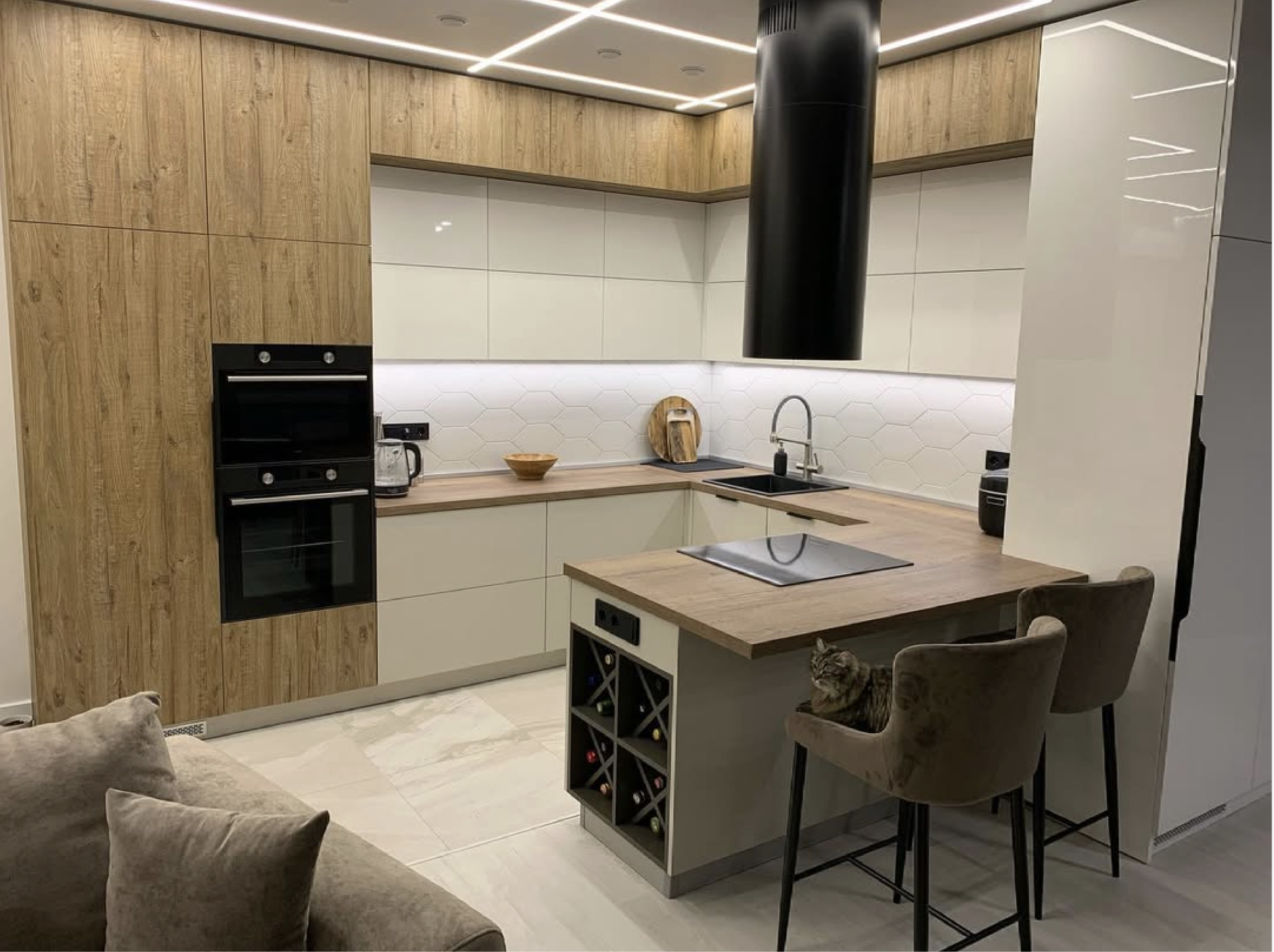 Обложка проекта: Кухня шпон & эмалированная МДФ