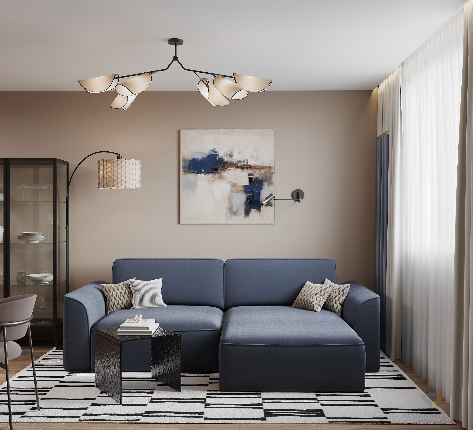 Дизайн трехкомнатной квартиры 74 кв.м