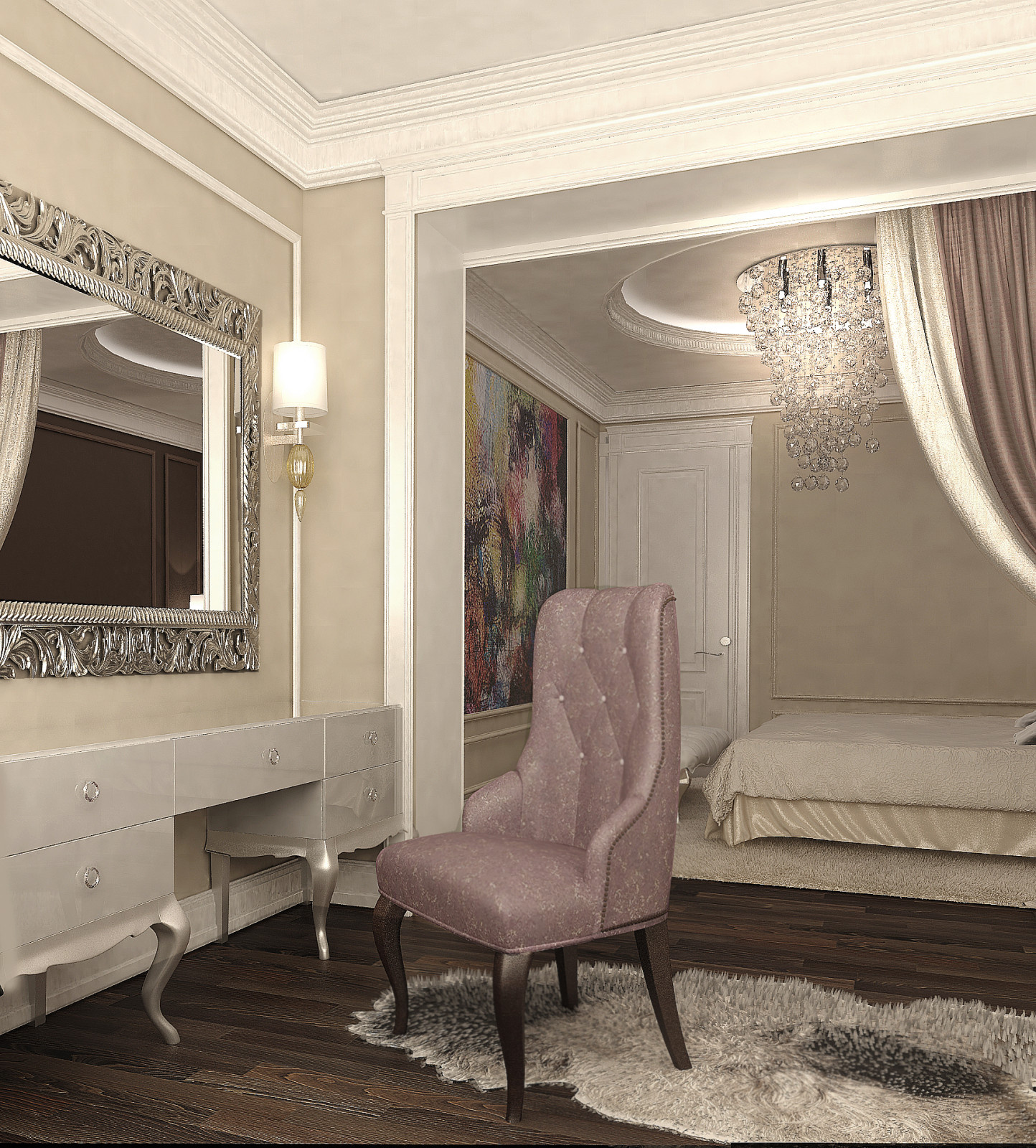Светлая квартира для девушки. 60м2