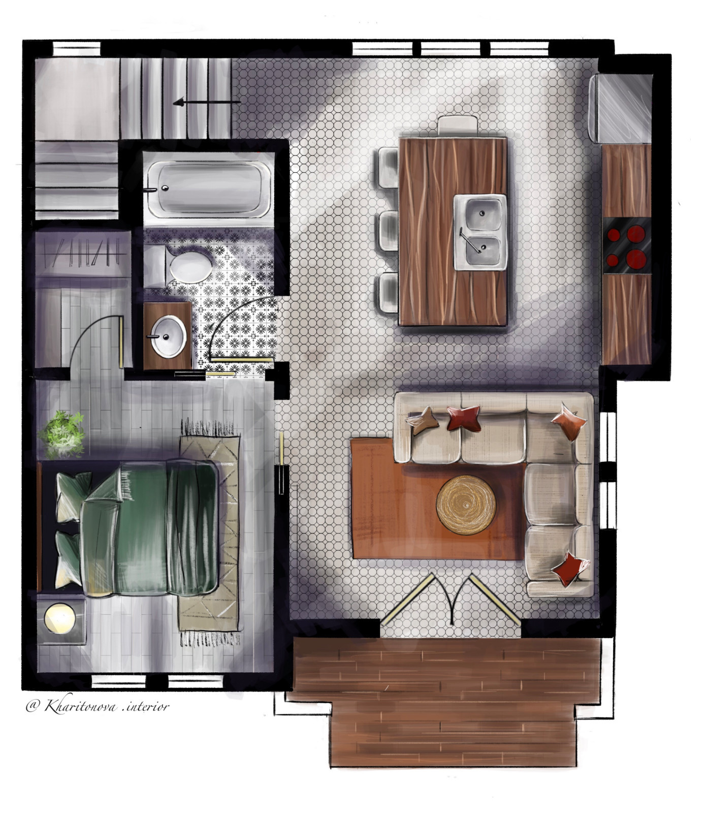 Colorful floor plan