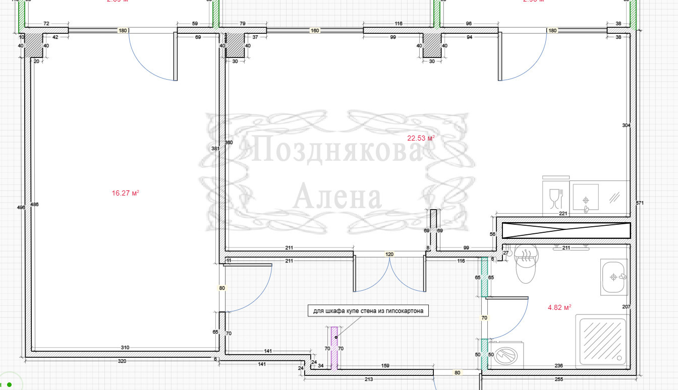 Планировка квартиры 50 м2