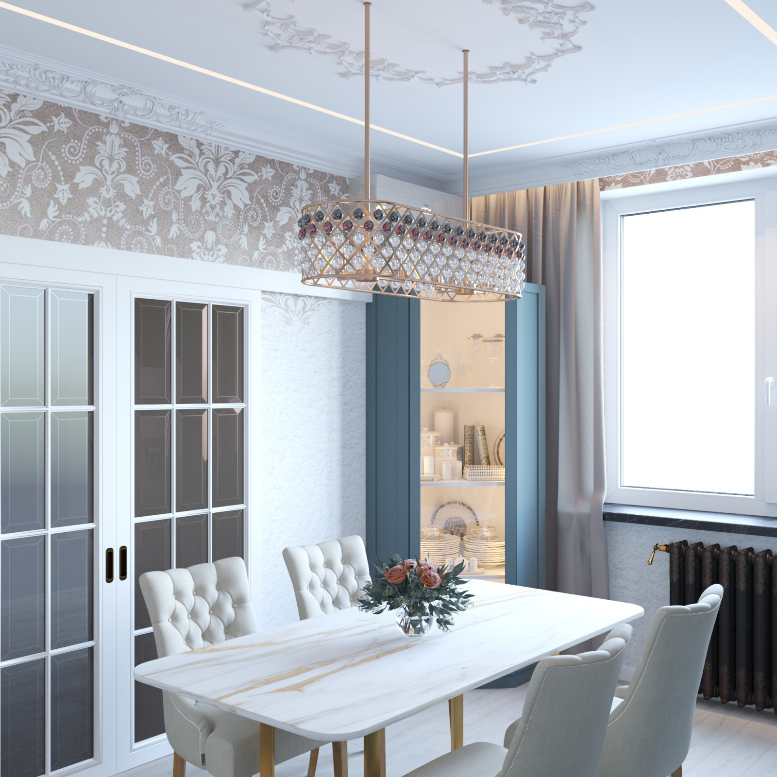 Кухня с тиле Неоклассика. 14,7м².