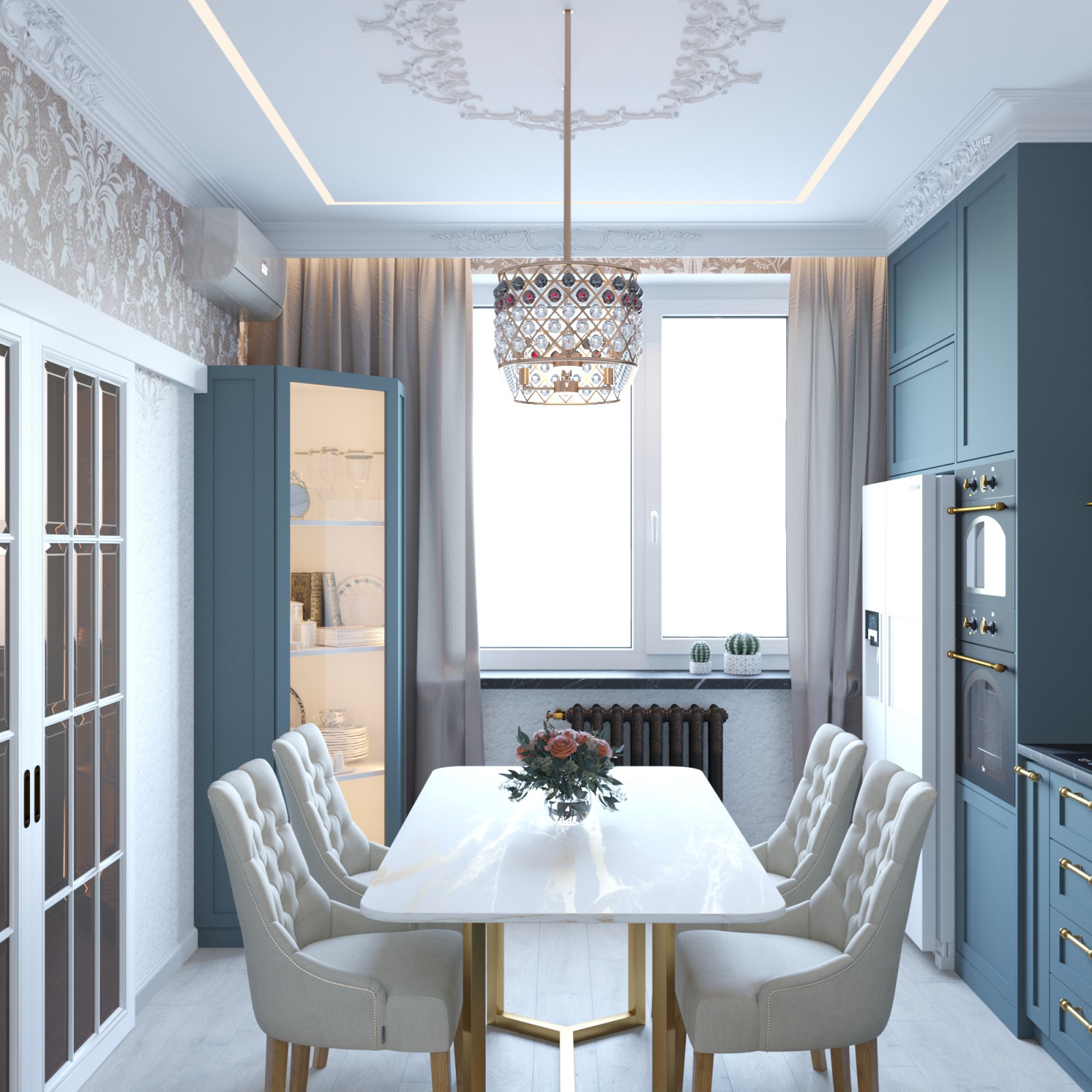 Кухня с тиле Неоклассика. 14,7м².