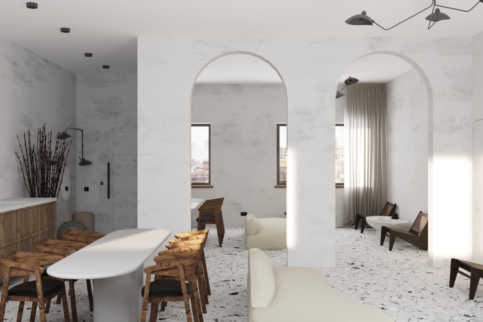Minimalism scandi-chic interior design visualization