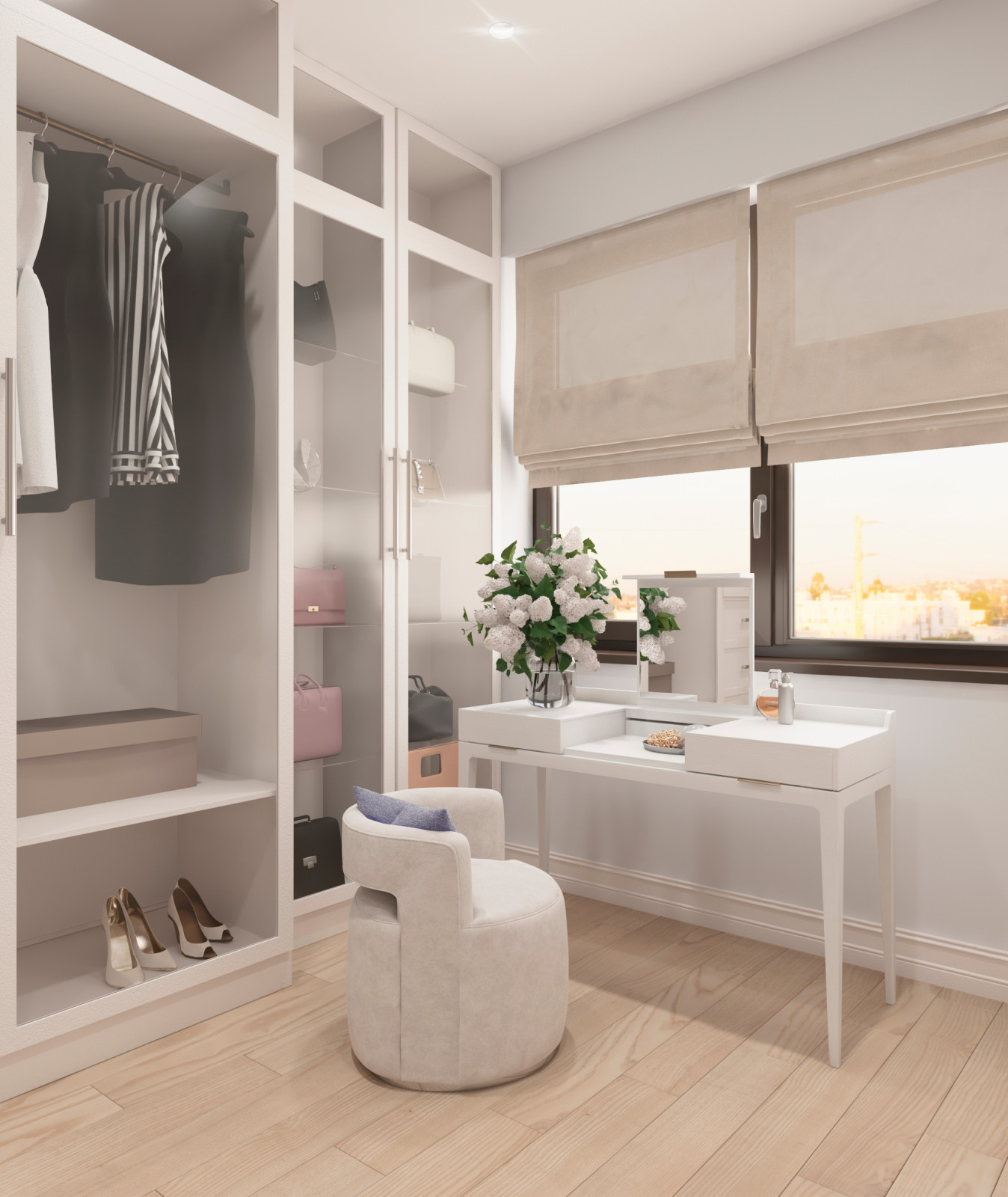 место для макияжа в гардеробной