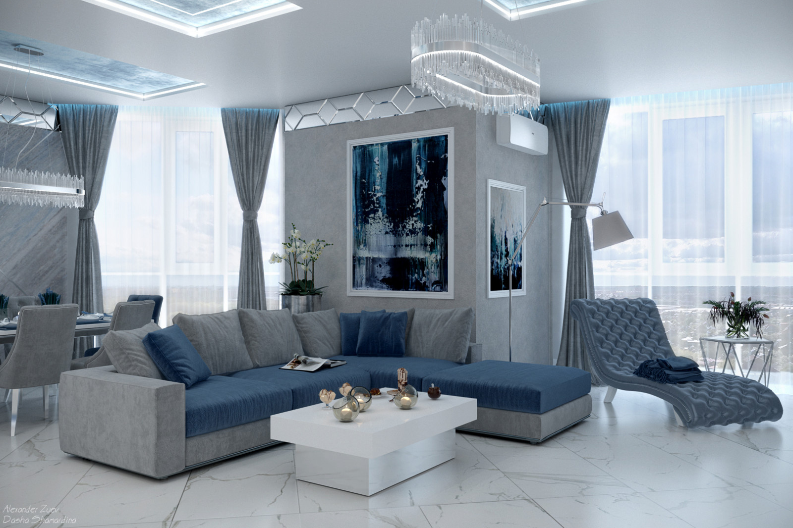 Дизайн коридора и кухни-гостиной в квартире, ЖК "Адмирал", г. Краснодар