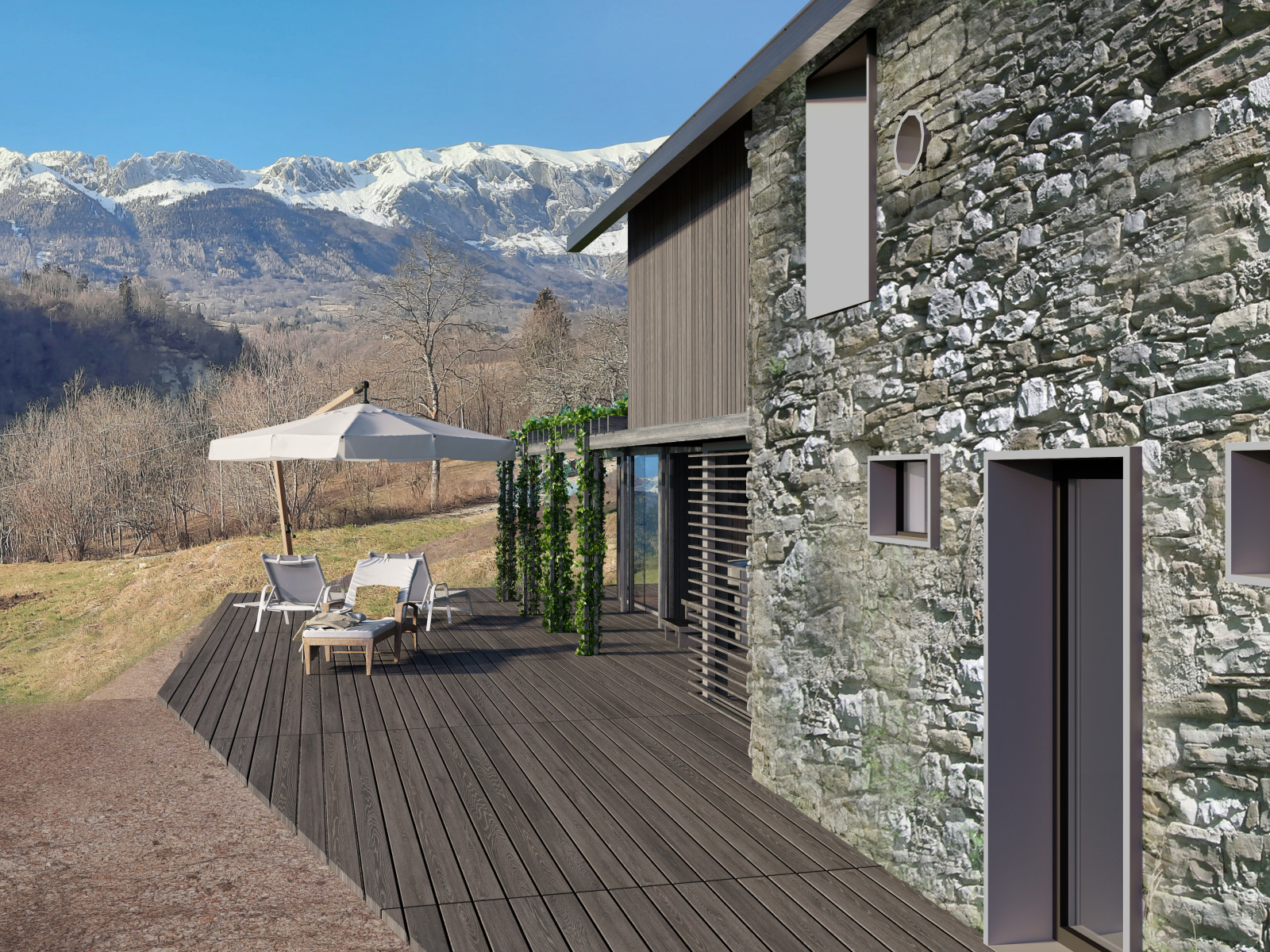 House rebuilding and new design of Summer house in Pradebon, Italy
