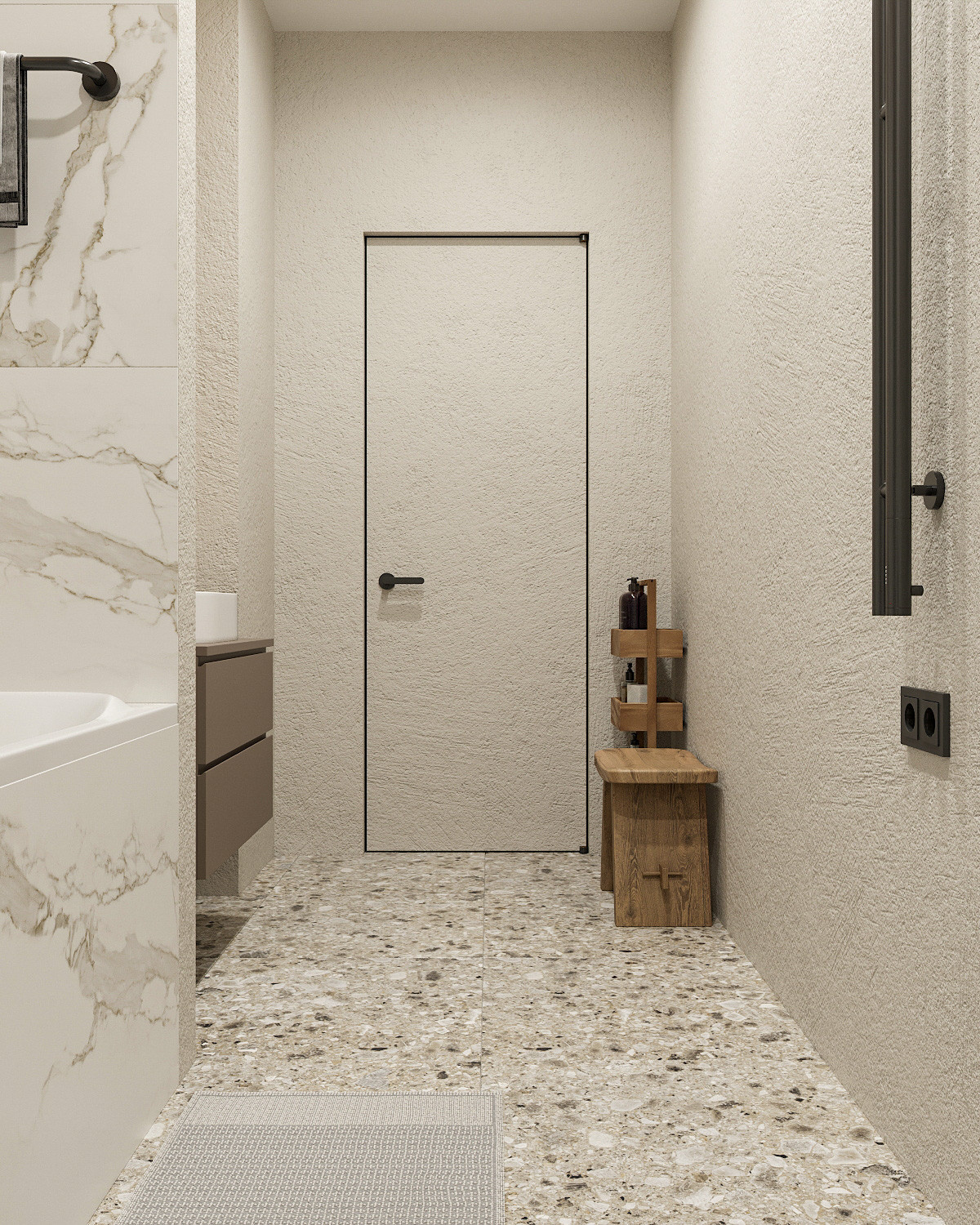Ванная комната с керамогранитом terrazzo