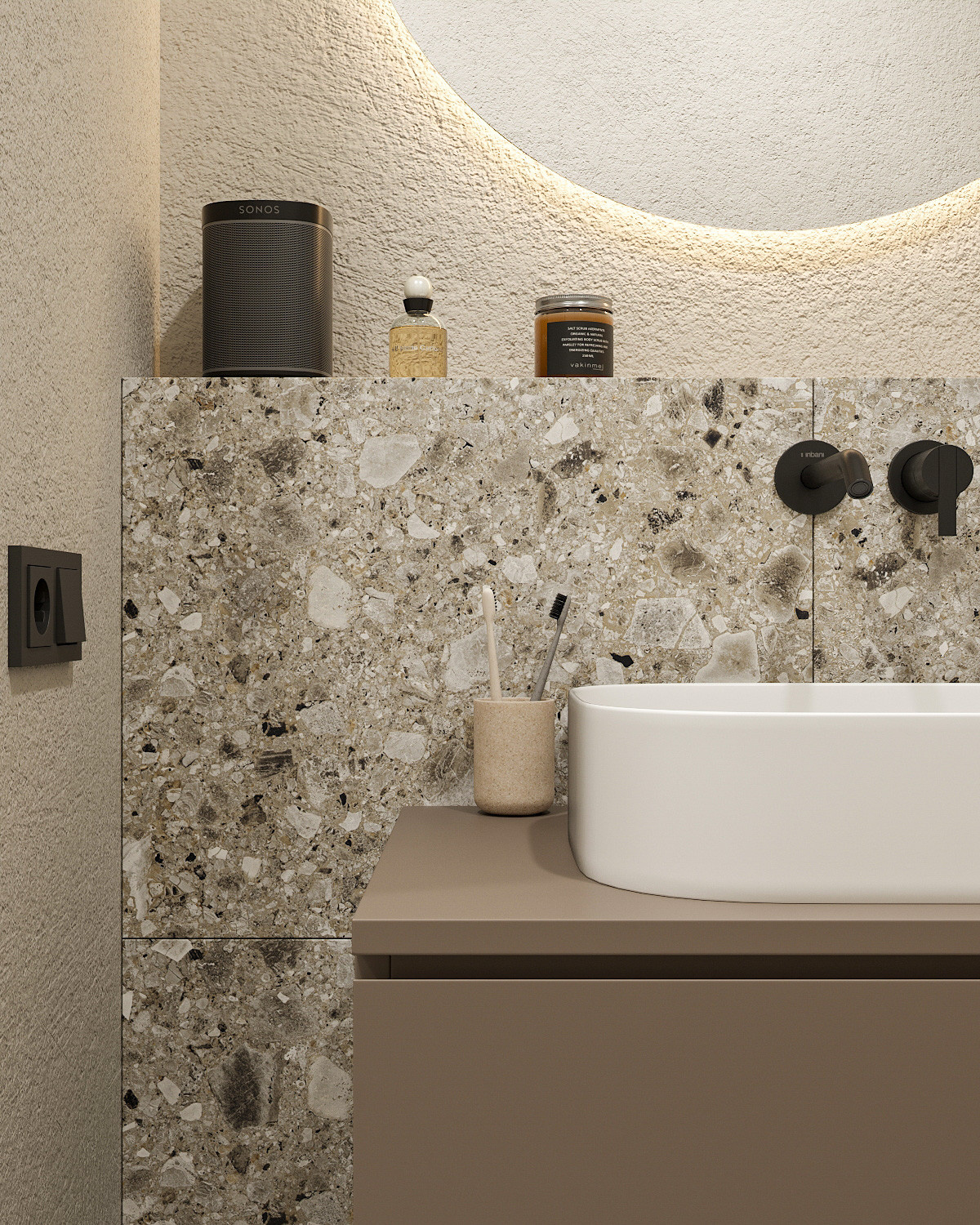 Ванная комната с керамогранитом terrazzo