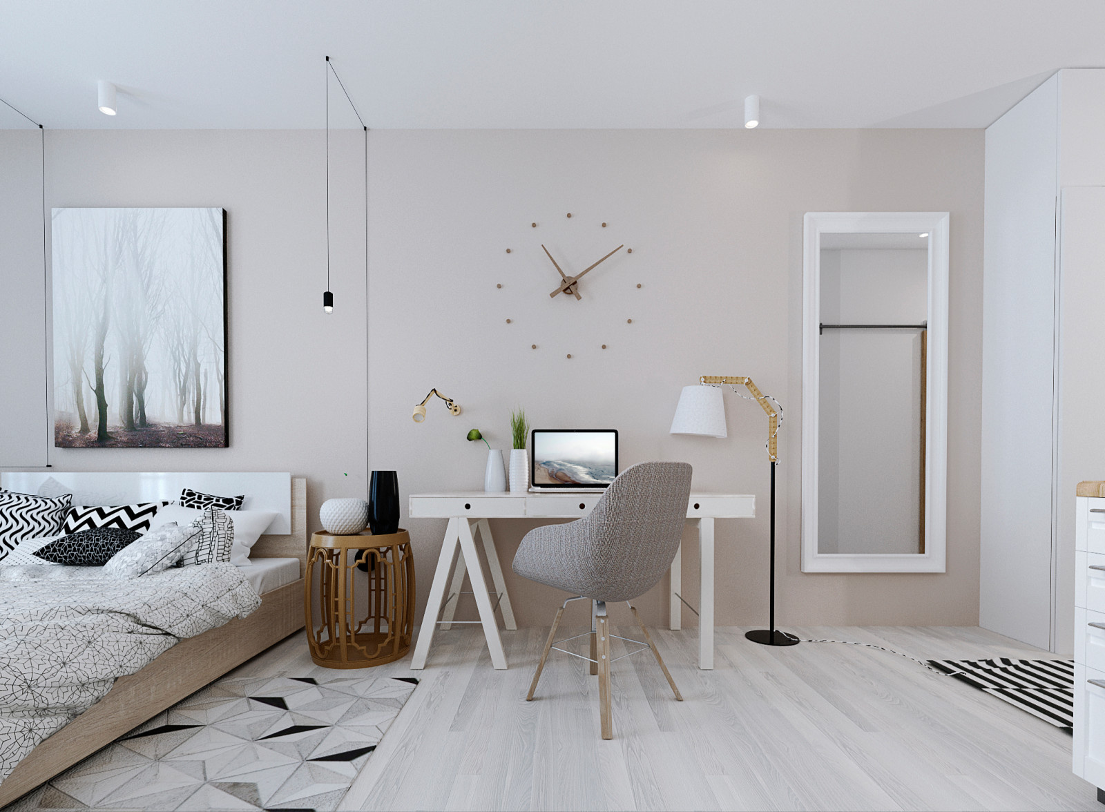 Обложка проекта: Номер SMART в скандинавском стиле в апарт-отеле PRIME RESIDENCE