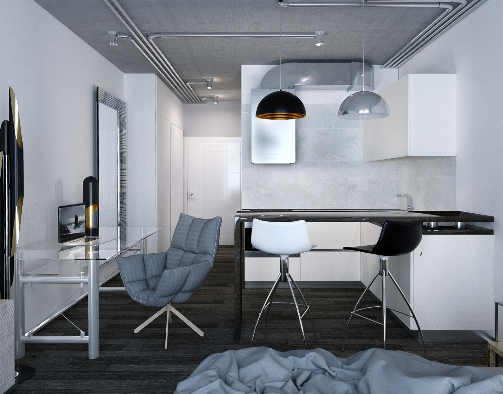 Обложка проекта: Номер SMART в стиле хай-тек в апарт-отеле PRIME RESIDENCE