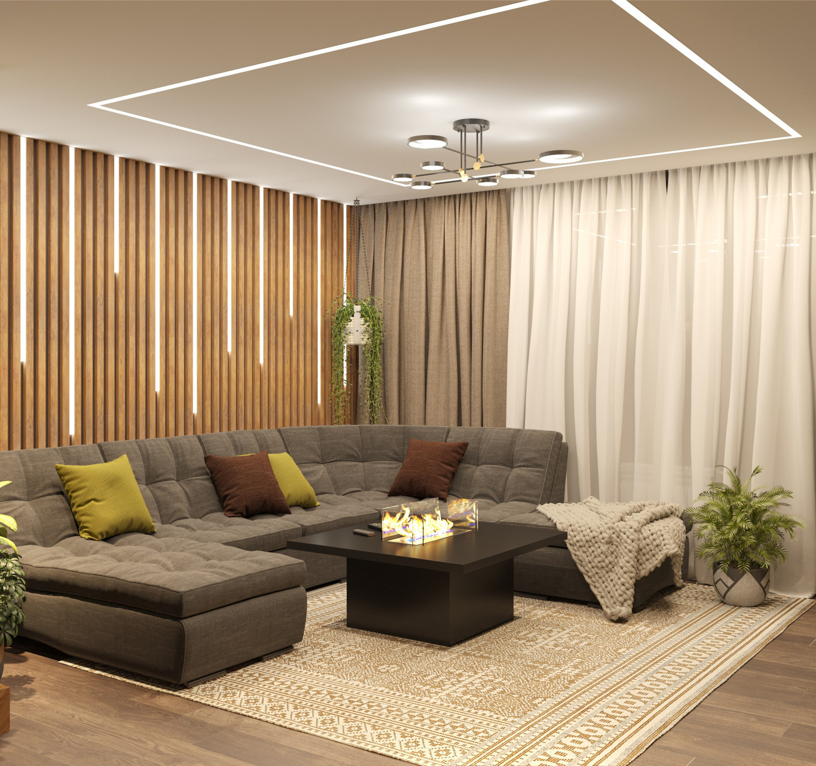 Дизайн гостиной в Эко- стиле. 18м².