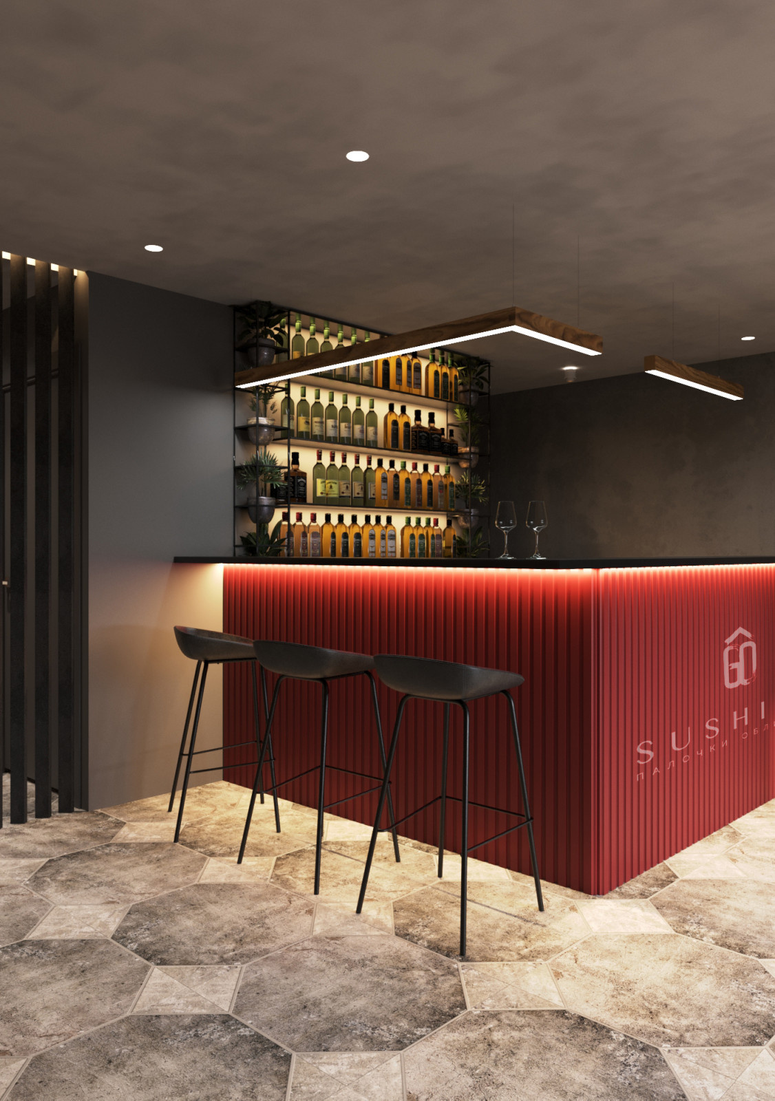 Кафе "SushiGo" 60м2., проект 2021г.