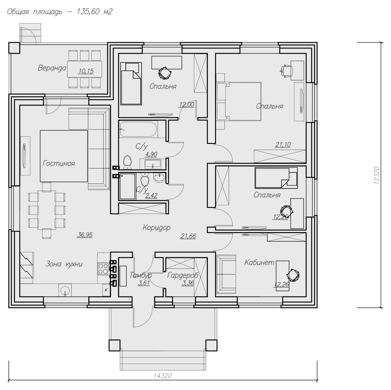 Проект дома 135м.кв. в Уфе