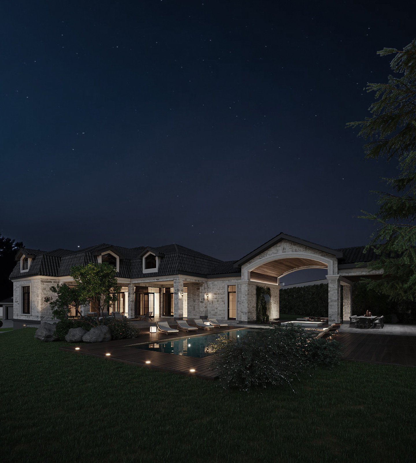 Private House With The Night View