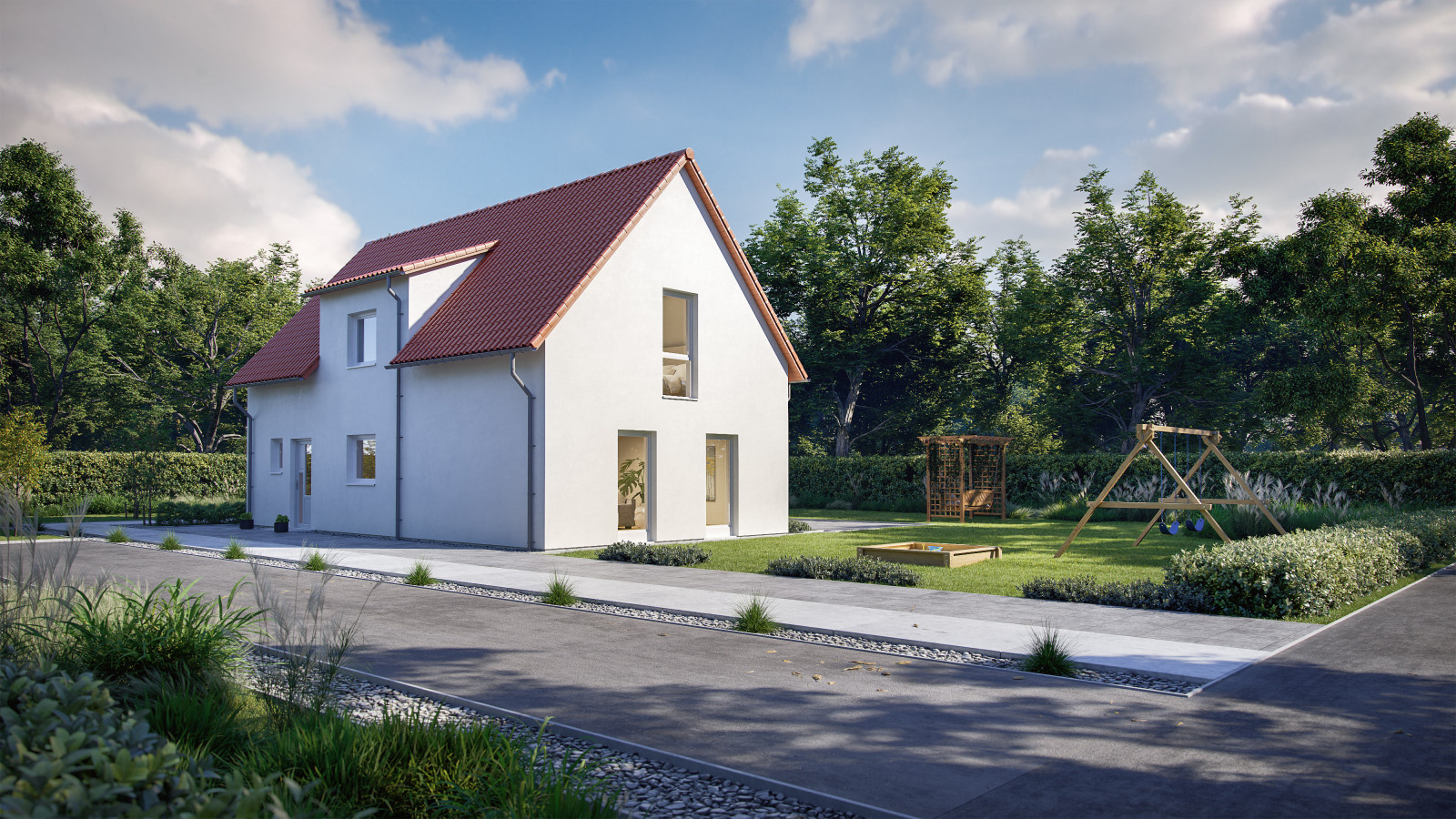 Beispiele architektonischer Renderings eines  Hauses