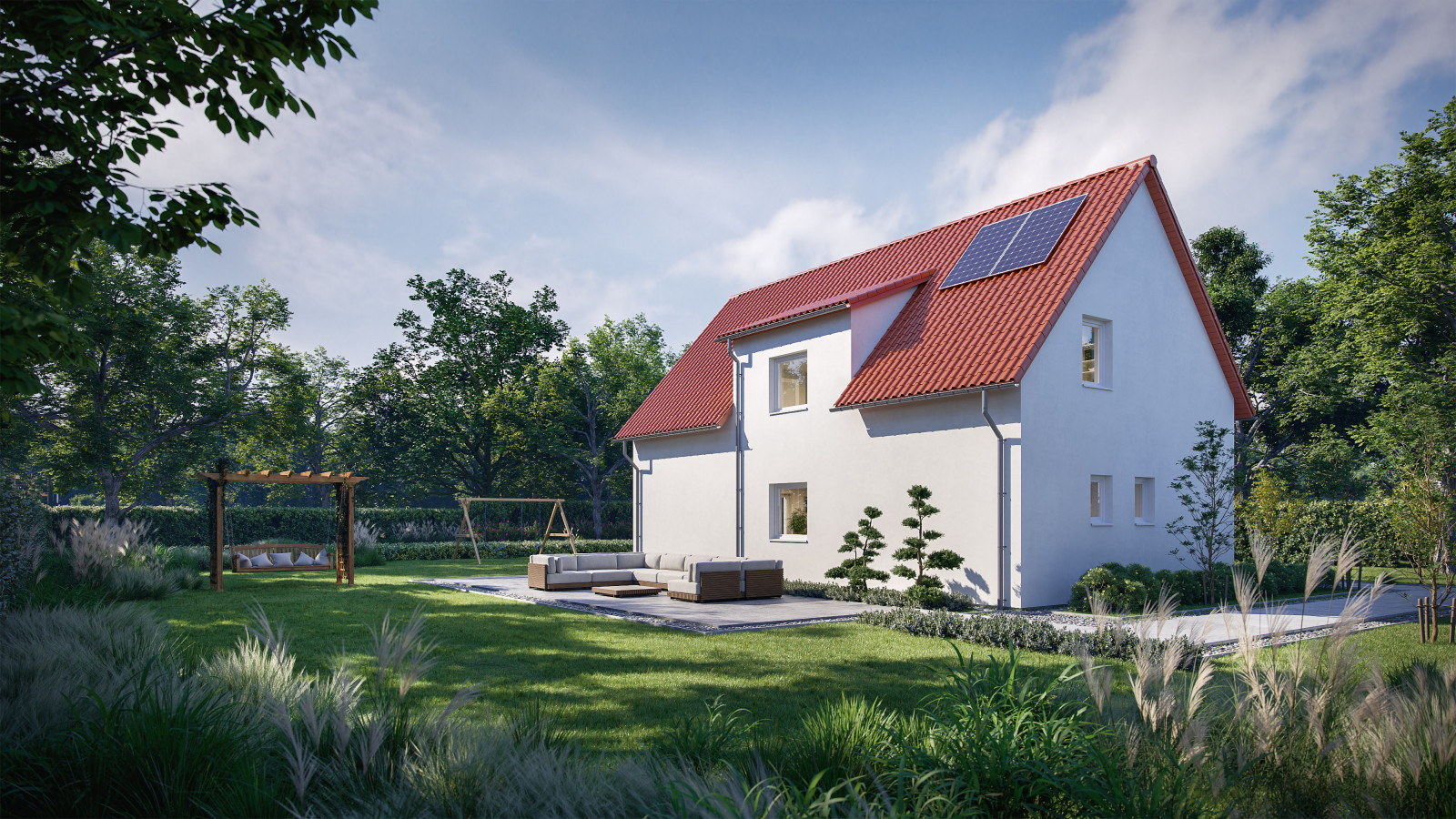 Beispiele architektonischer Renderings eines  Hauses