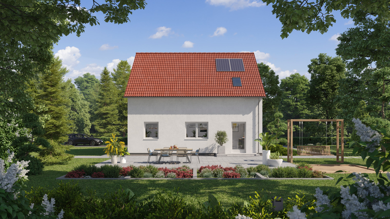 Beispiele architektonischer Renderings eines  Hauses