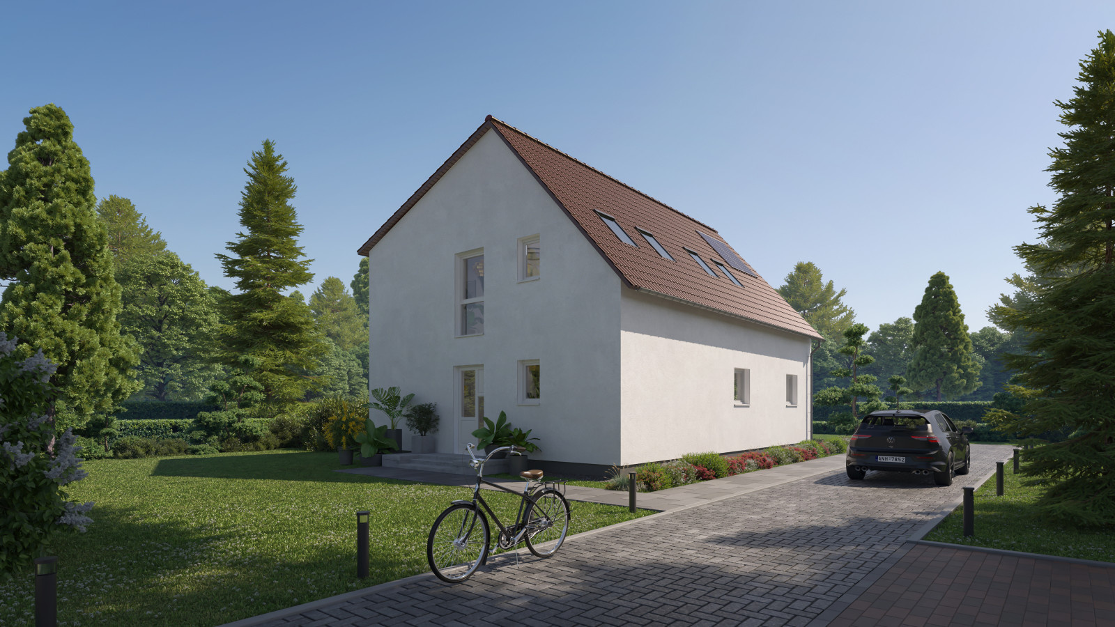 Beispiele architektonischer Renderings eines  Hauses