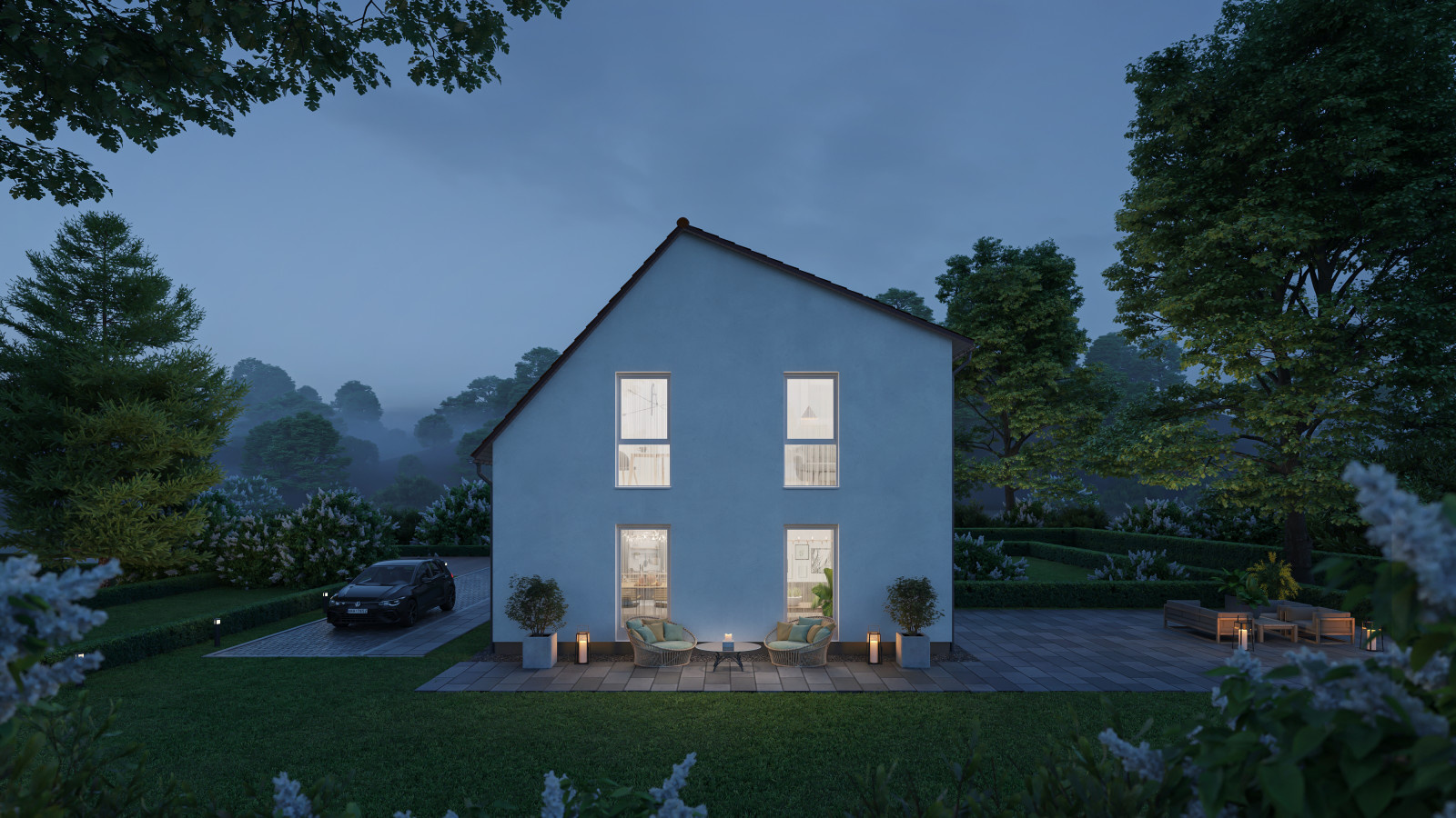 Beispiele architektonischer Renderings eines  Hauses